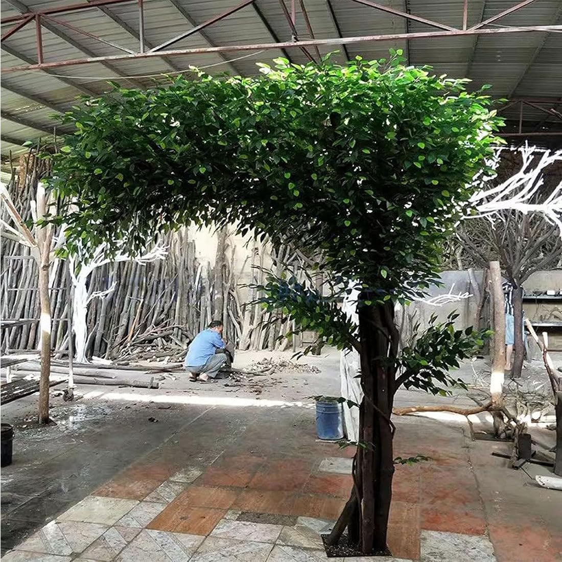 Albero artificiale di Banyan verde per decorazione d'interni, pianta da pavimento 2x2m per hotel, centri commerciali, salotti, paesaggistica e decorazione domestica