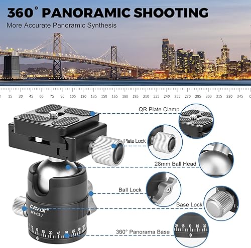 Miniatura 9 de CAVIX Mini trípode de viaje con cabezal esférico de 360 ligero trípode compacto de fibra de carbono para cámara