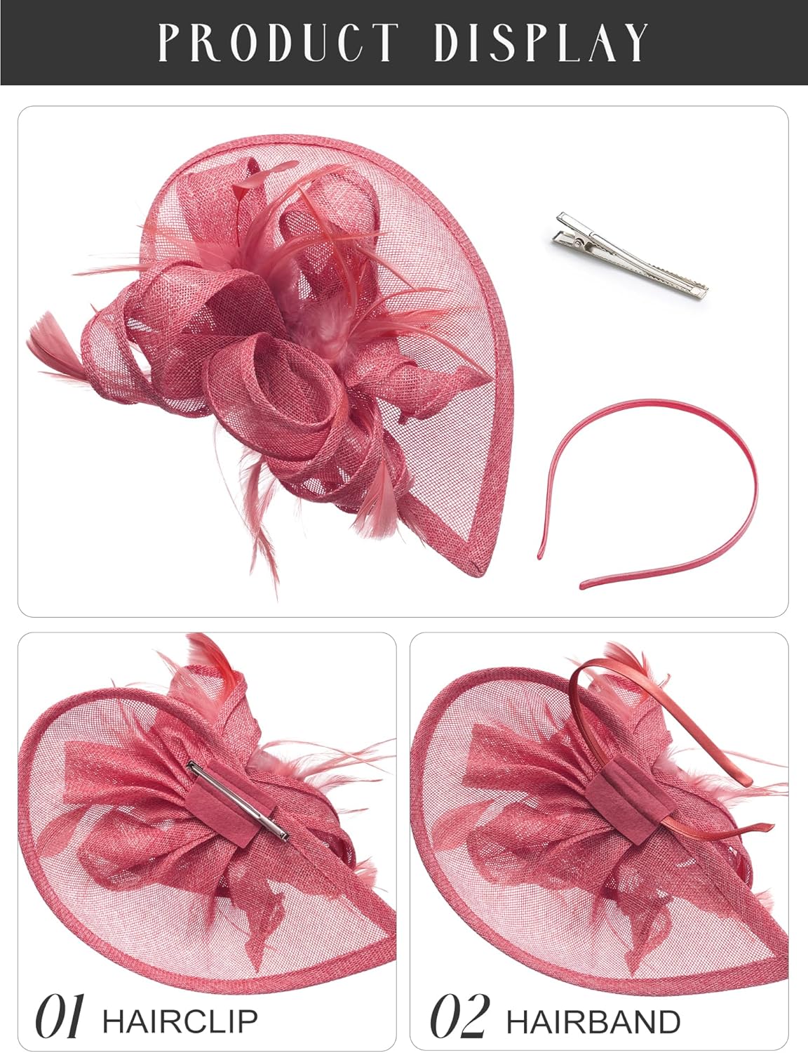 SWEETV Tea Party Hats Fascinators for Women, Fascinators Hats for Kentucky Derby, Cocktail, Wedding, Fancy Dress Party - Image 4