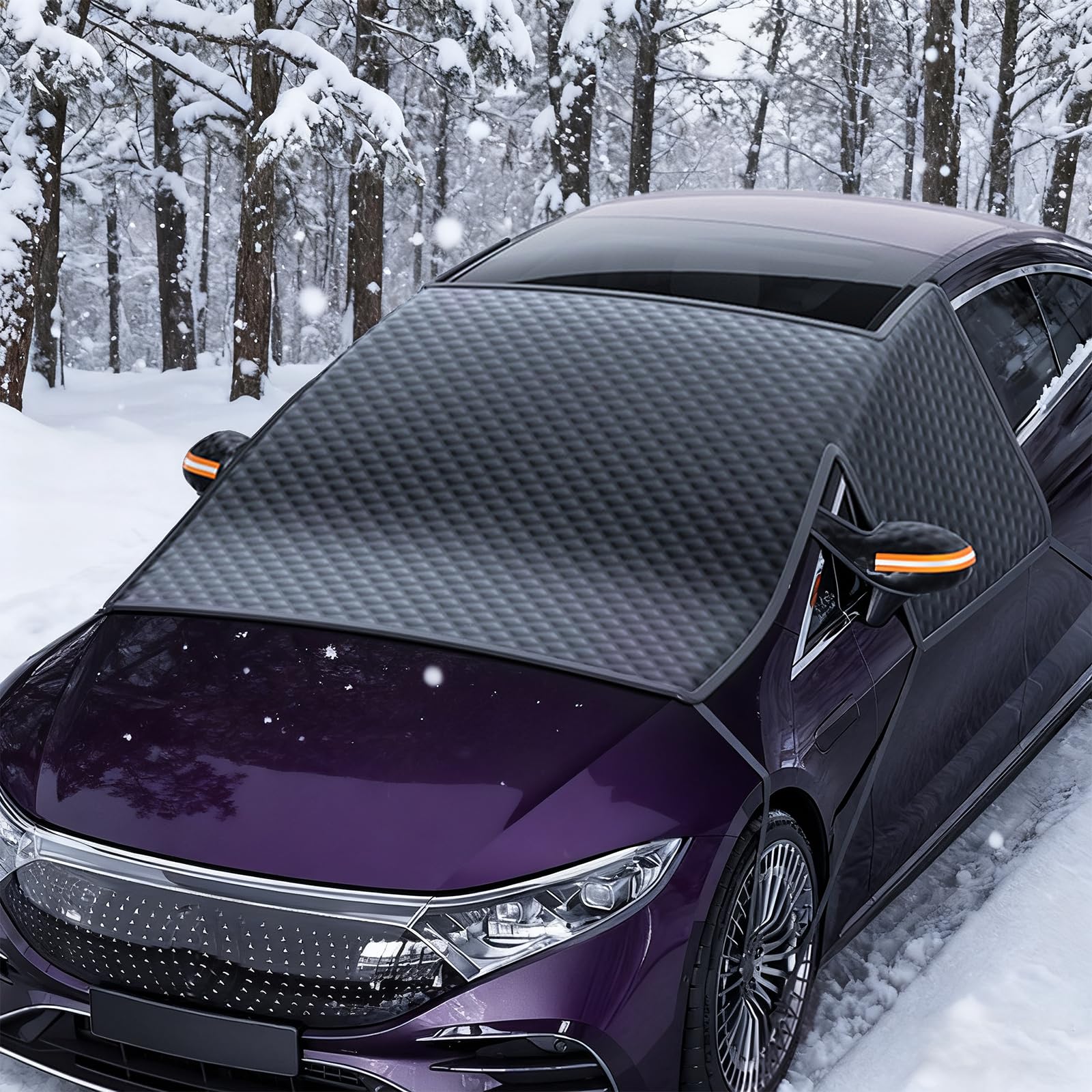 Bâche Pare Brise Hiver Voiture, avec 9 Aimants 6 Sangles 6 Crochets Couverture Pare Brise Voiture Anti-Givre Neige UV pour SUV/Voiture Bâche Protection Hiver Pare-Brise, Protège Pare-Brise Givre