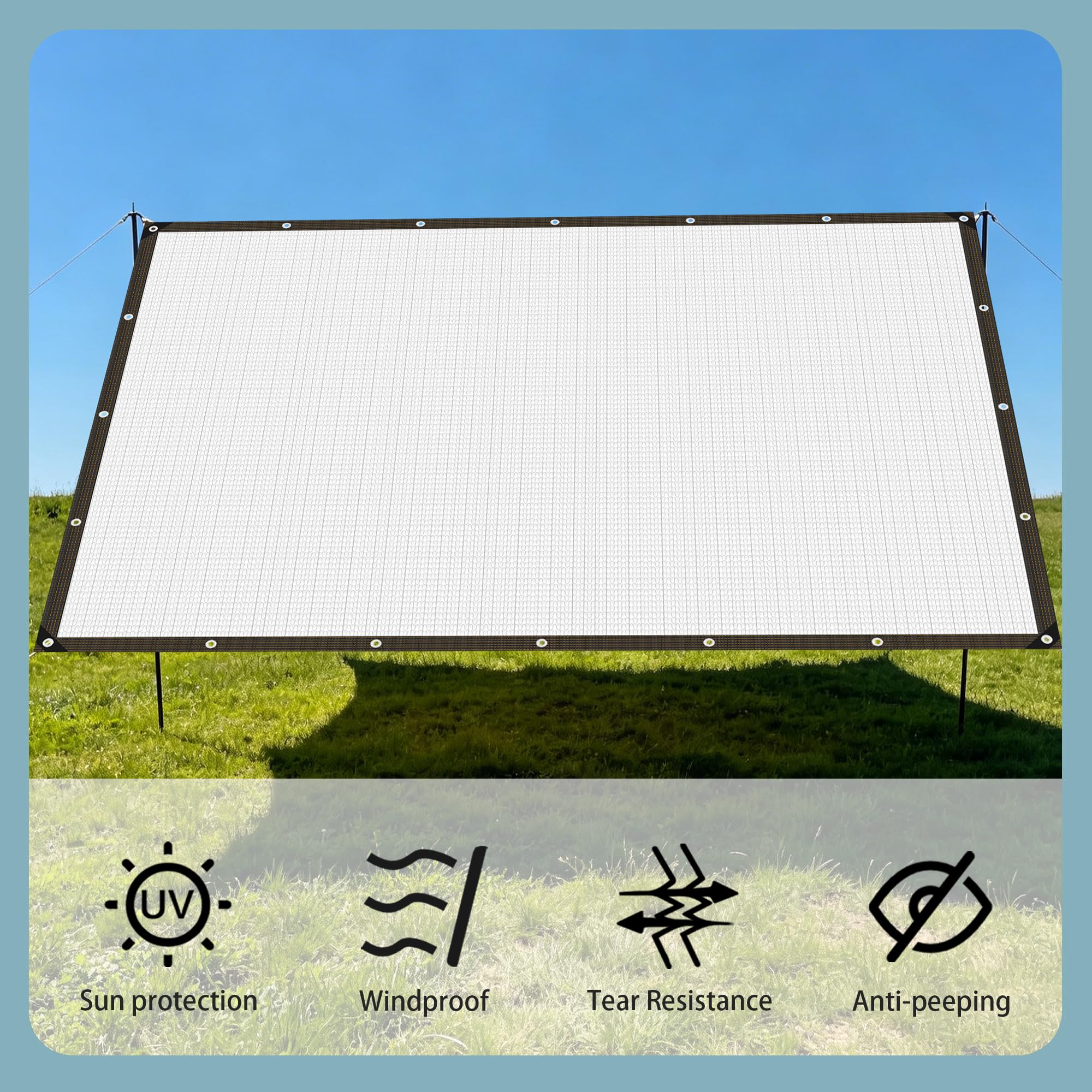 Siatka Cieniująca Z Folii Aluminiowej 160 x 330 cm Przeciwsłoneczna Ogrodowa Markiza Przeciwsłoneczna Z Przelotkami Do Pergoli Patio, Szklarni, Markizy Okiennej Samochodu, Srebro