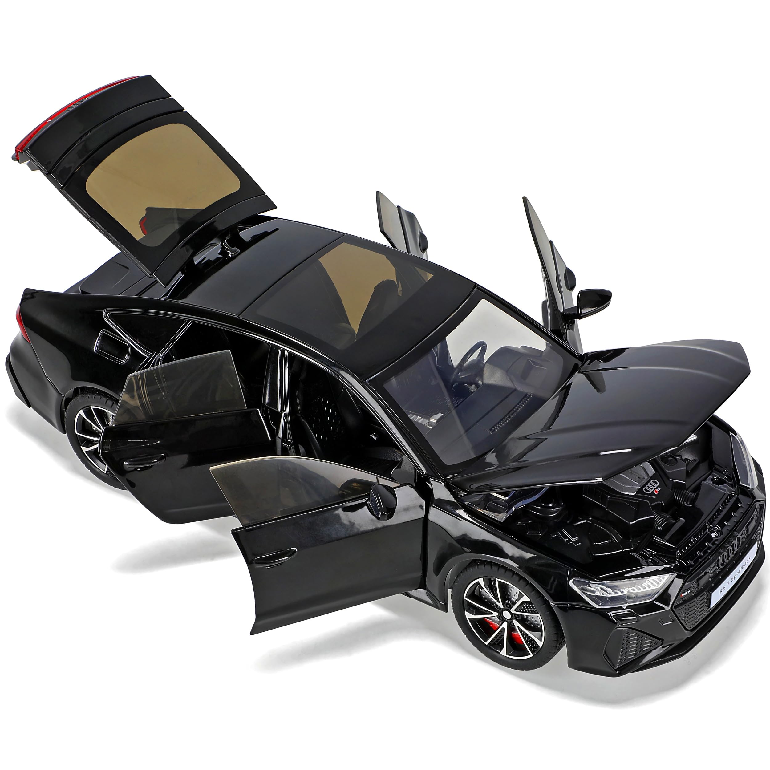 Generisch A*u*d*i A7 RS7 C8 Limousine Schwarz 2018-2025 mit Licht und Sound 1/24 Modell Auto