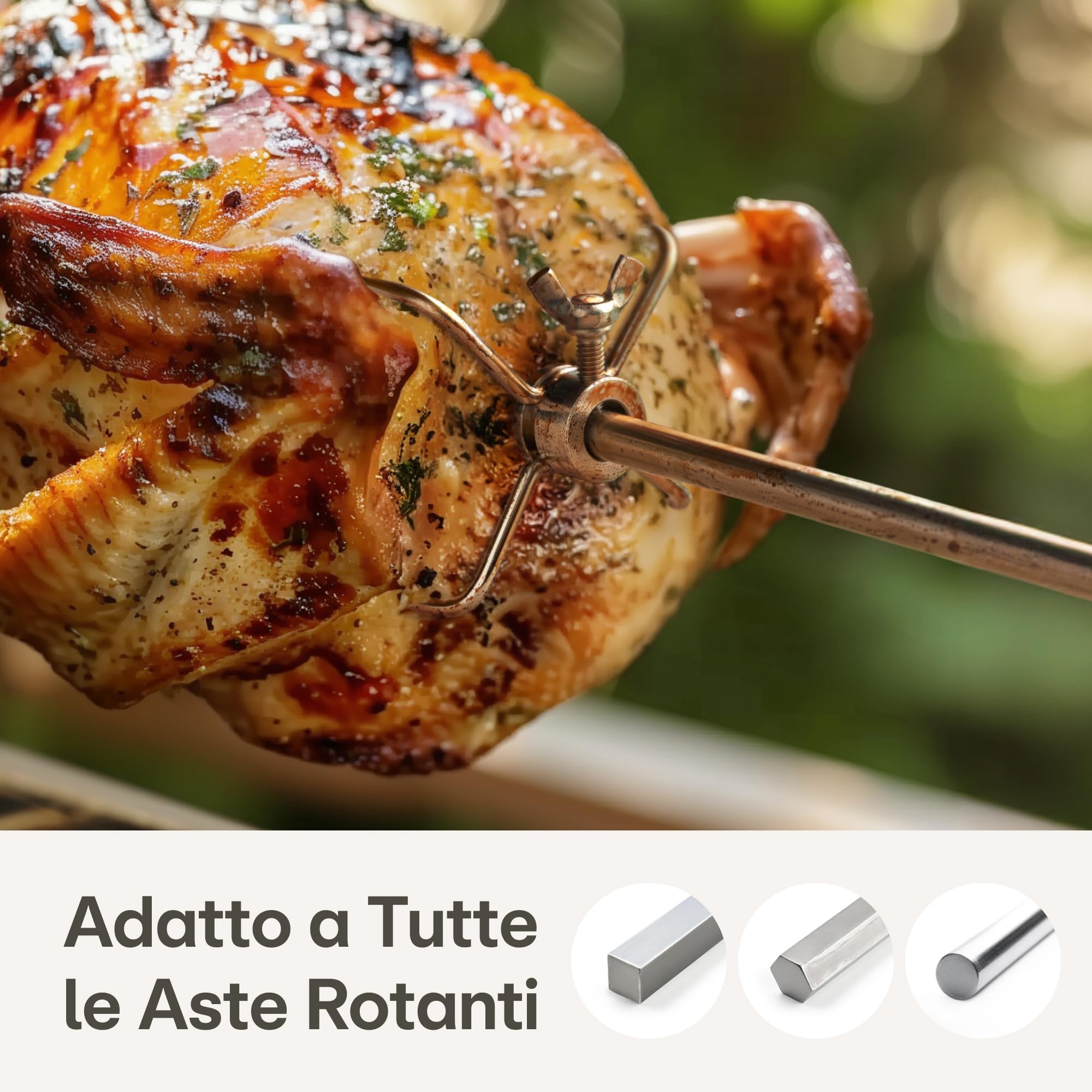 Praknu 2 Morsetto per Spiedo da Girarrosto 12mm - Forchettone Fermacarne da Arrosto Acciaio Inox - Fissaggio della Carne - Lavabile in Lavastoviglie