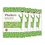 Plackers Back Teeth Micro Mint Dental Flossers, Delicious Mint Flavor, Provides Easy Access for Back Teeth, Built-in Protected Pick, Easy Storage, 75 Count, Pack of 4