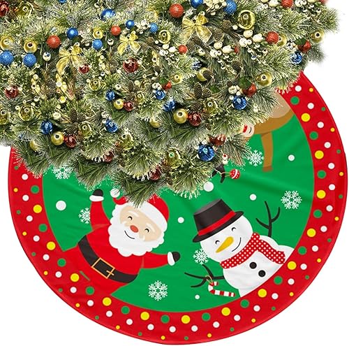 Miniatura 7 de Falda de árbol de Navidad  Decoración de árbol de Navidad de muñeco de nieve 36 pulgadas falda de árbol de Navidad rústico decoración de fiesta para