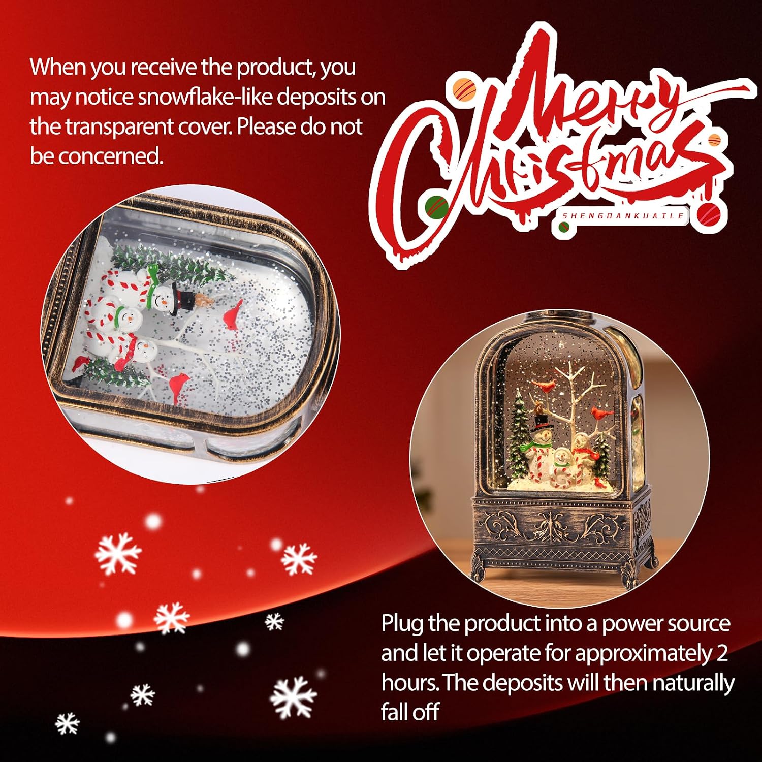 Snowmen Snow Globe Christmas, 10.2 Musical Snow Globe Lantern Lights with 6H Timer Battery & USB Powered, Retro Style Holiday Glitter Snow Globes for Xmas Home Decoration Indoor Party Gifts