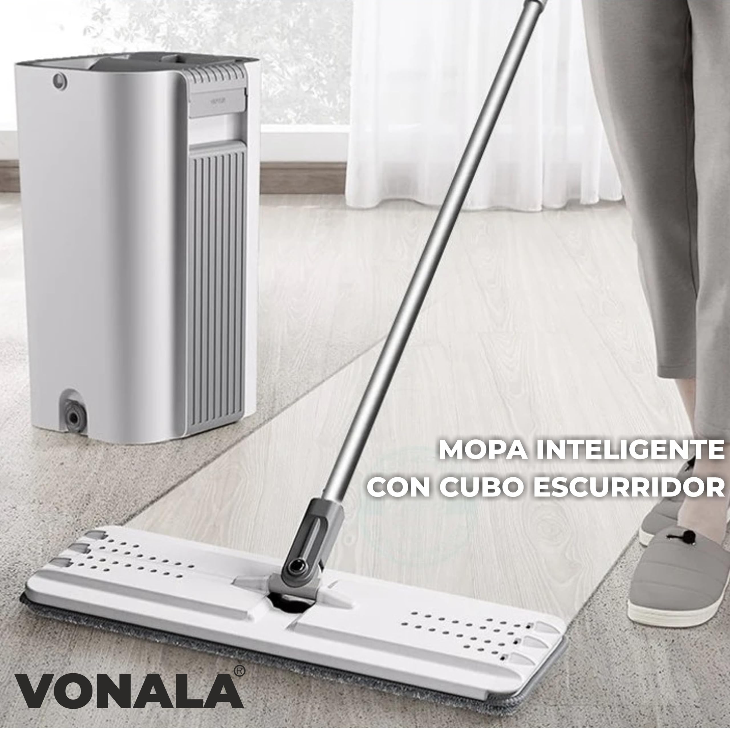 Mopa Fregona con Cubo Escurridor ComfortClean, Mopas de Limpieza Suelos, Mopa para Limpiar Azulejos y Paredes, Cubo Fregona Escurrefacil, Incluye Guía de Limpieza Doméstica, Fregona Mopa con Cubo