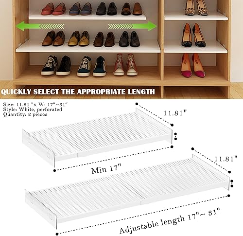 Miniatura 2 de SlimmKISS Estantes organizadores de tensión de armario expandibles, estante ajustable para gabinete, almacenamiento de armario, estantes divisores