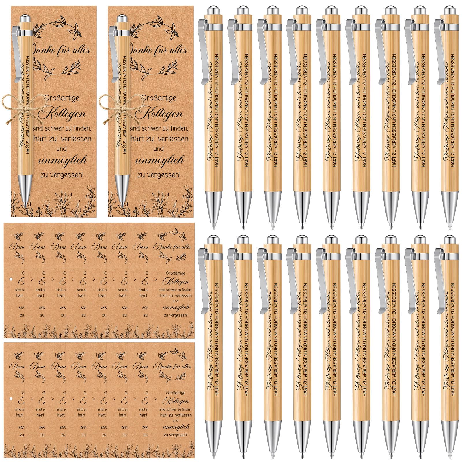 24x Kollegen Abschiedsgeschenk Set - Kugelschreiber & Lesezeichen