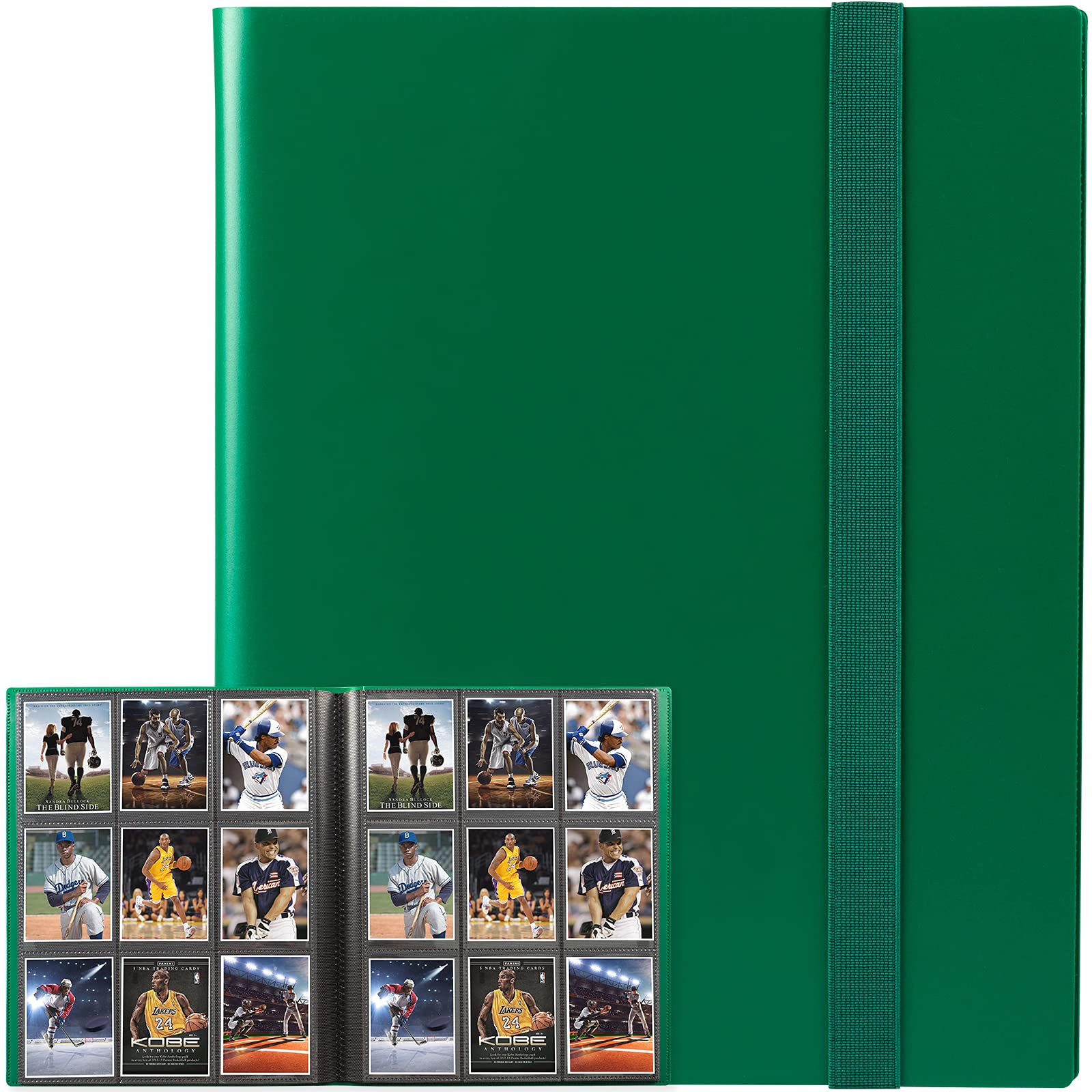 GEAoffice Card Binder, 9 Pockets Trading Card Album Folder, 360 Side Loading Pocket Binder for Yugioh, MTG and Other TCG (Green card binder)