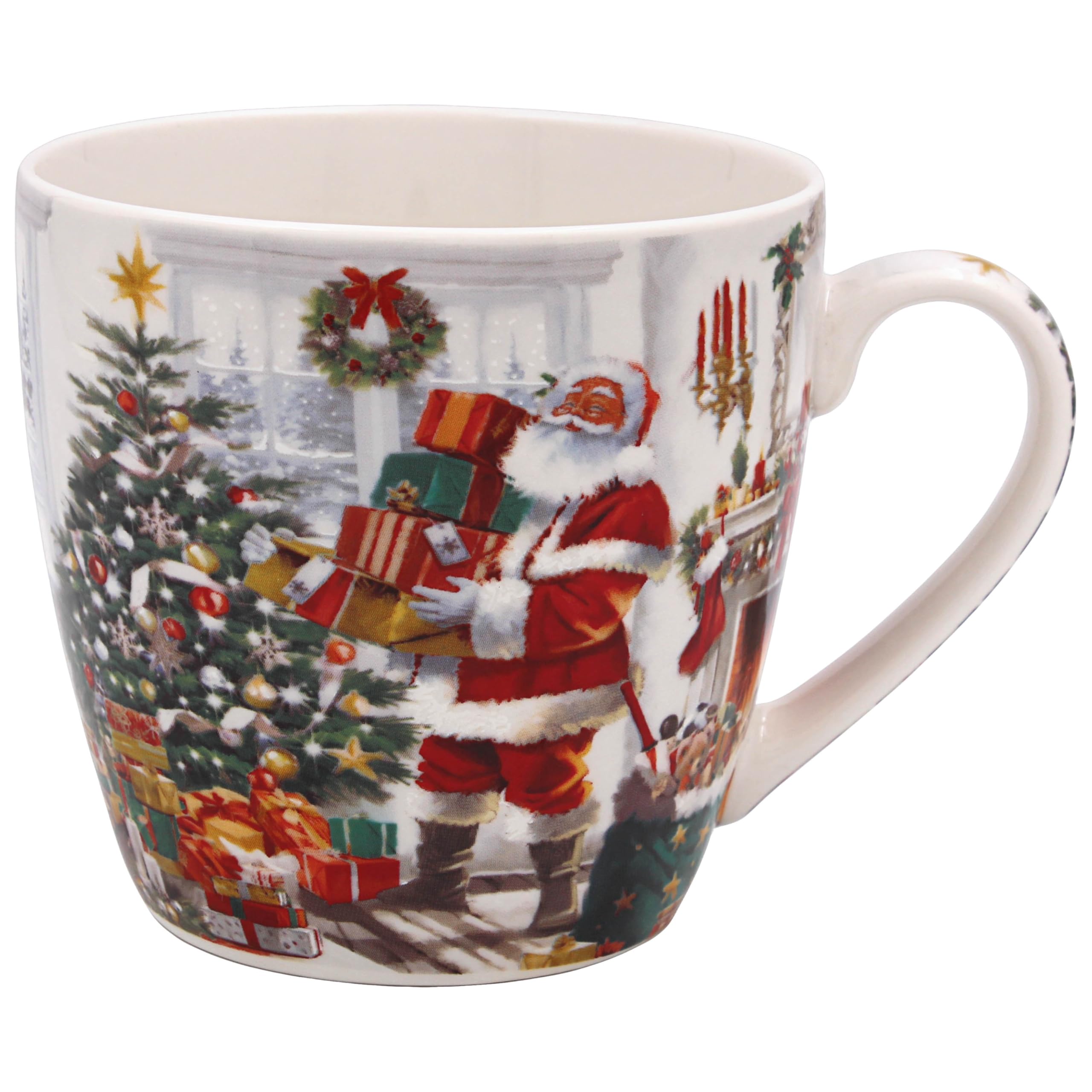 The Leonardo Collection Women's Santa Breakfast Mug For Hot Drinks | Reusable Fine China Coffee Cups For Kitchen & Home | Printed Tea Mugs For Every Occasion | Durable Cup For All Types Of Beverages