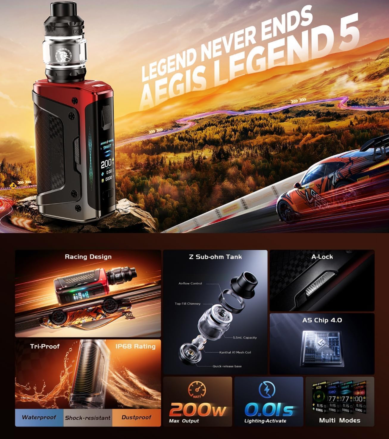 elfbar nachfüll pod läuft aus Kit Cigarette Electronique Aegis Legend 5 Geek Vape -Taklope main image 0