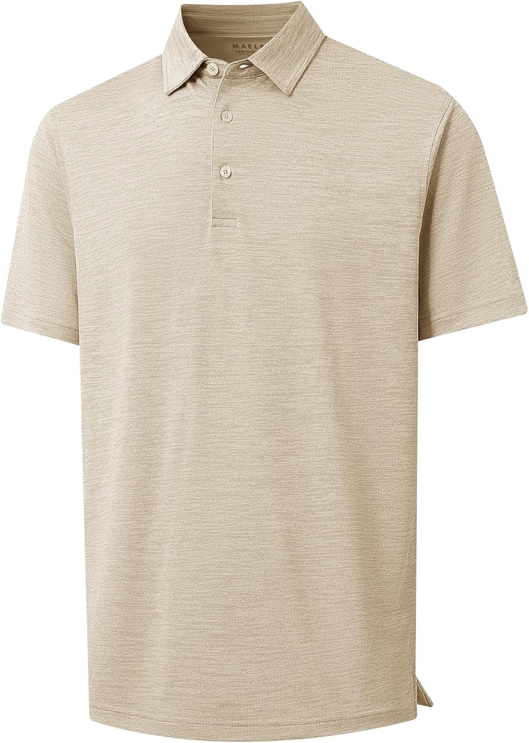 M MAELREG Golf Shirts for Men Print Performance Moisture Wicking Dry Fit Heather Stripe Collared Mens Polo Shirt Short Sleeve 3-light Khaki Heather X-Large