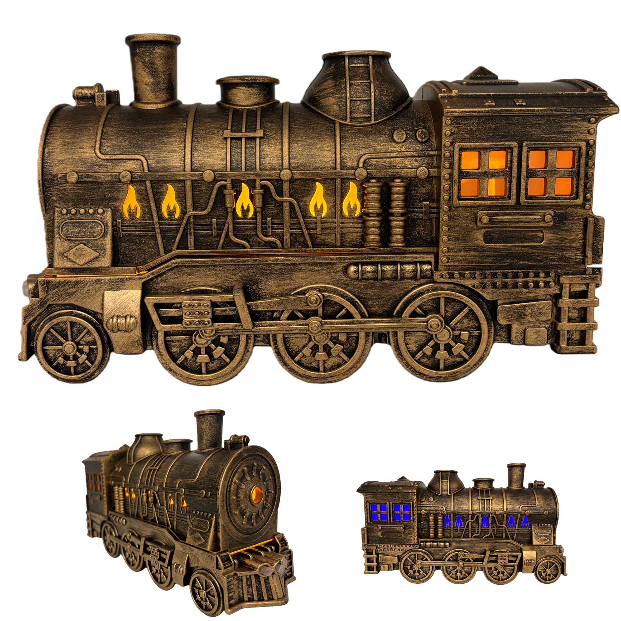 300ml Train Diffuser, Train-Shaped Humidifier, Vintage Steam-Style Diffuser with Remote Control, 2 Spray Modes & 2 Color Lights for Bedroom or Home Decor