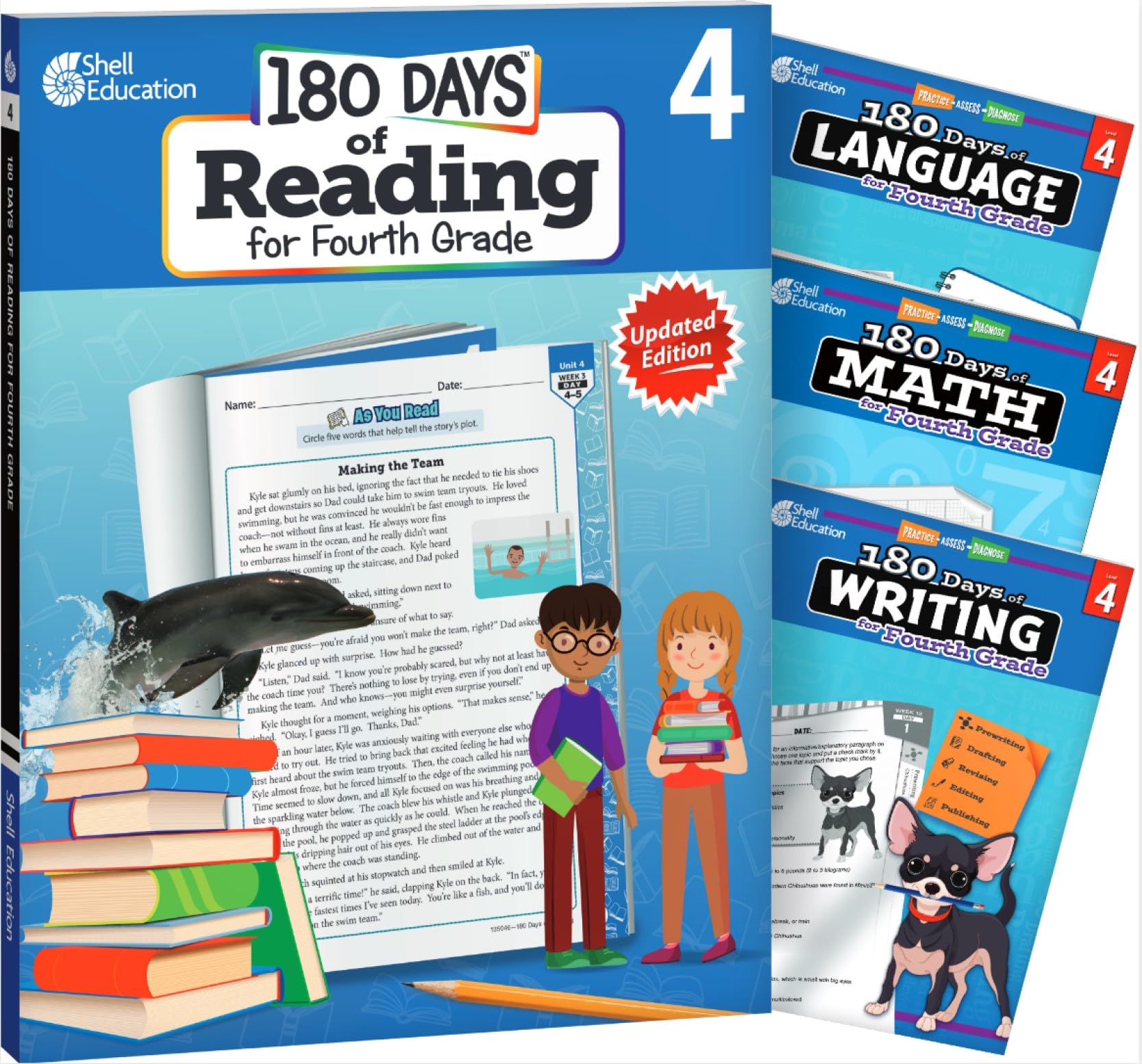 180 Days(tm): Literacy and Math Skills for 4th Grade Practice Workbook for Classroom and Home, Cool and Fun Practice Created by Teachers (180 Days of Practice)