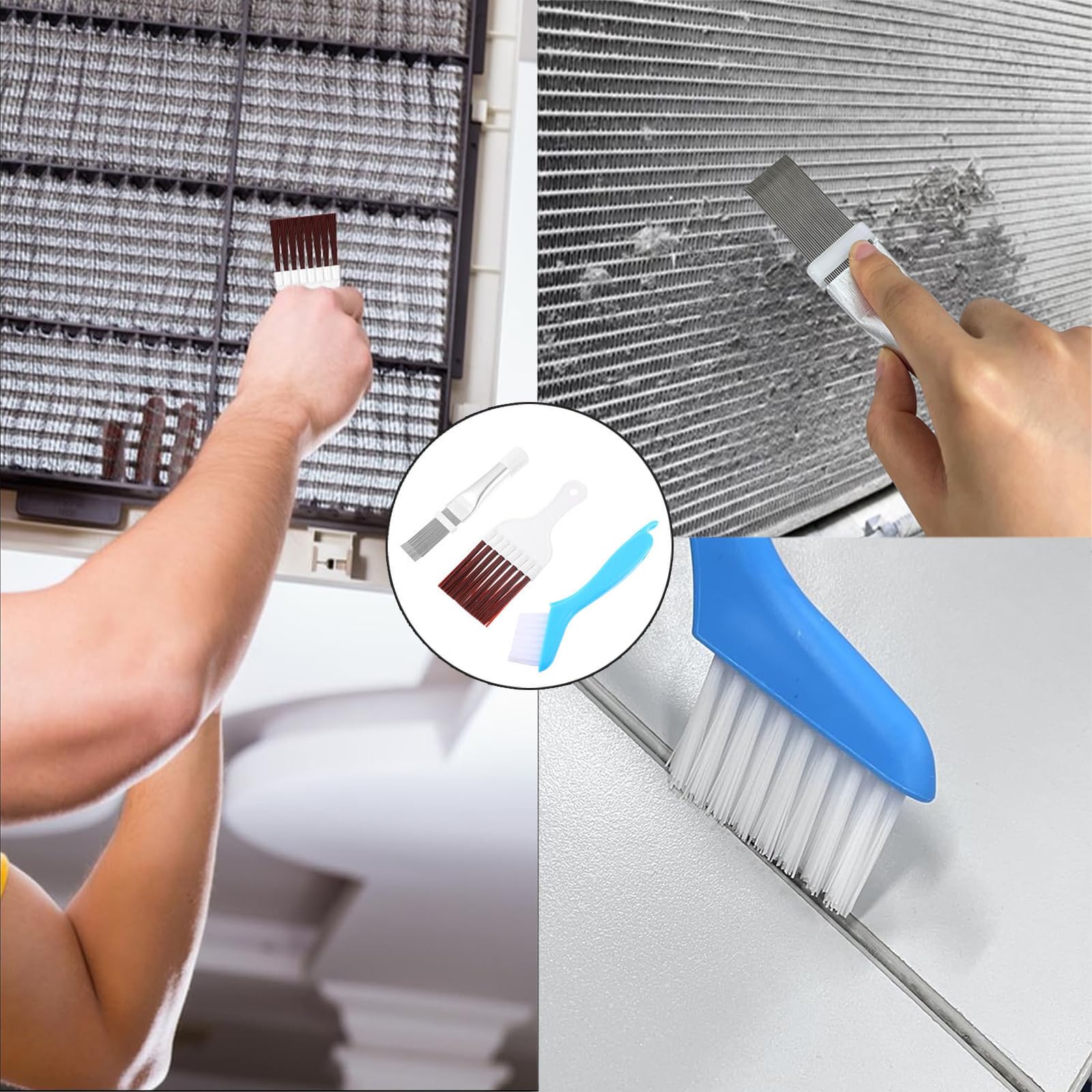 3 Pezzi Pettine Per Alette Condizionatore - Kit Pulizia Condensatore, Per AC E Frigoriferi, Multicolore - Foto 3