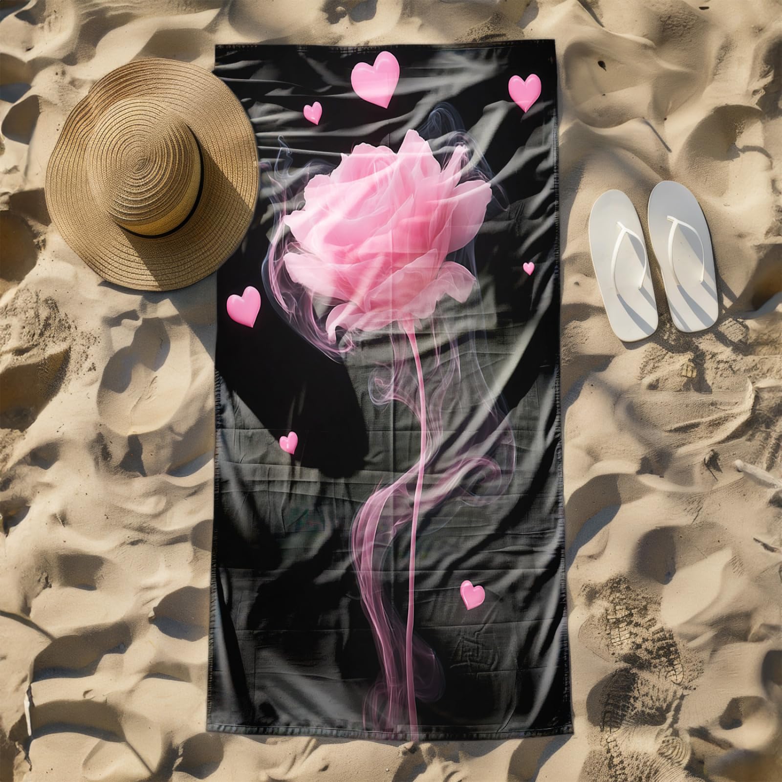 Générique Serviette de Plage 90X180 Bouquet Rose