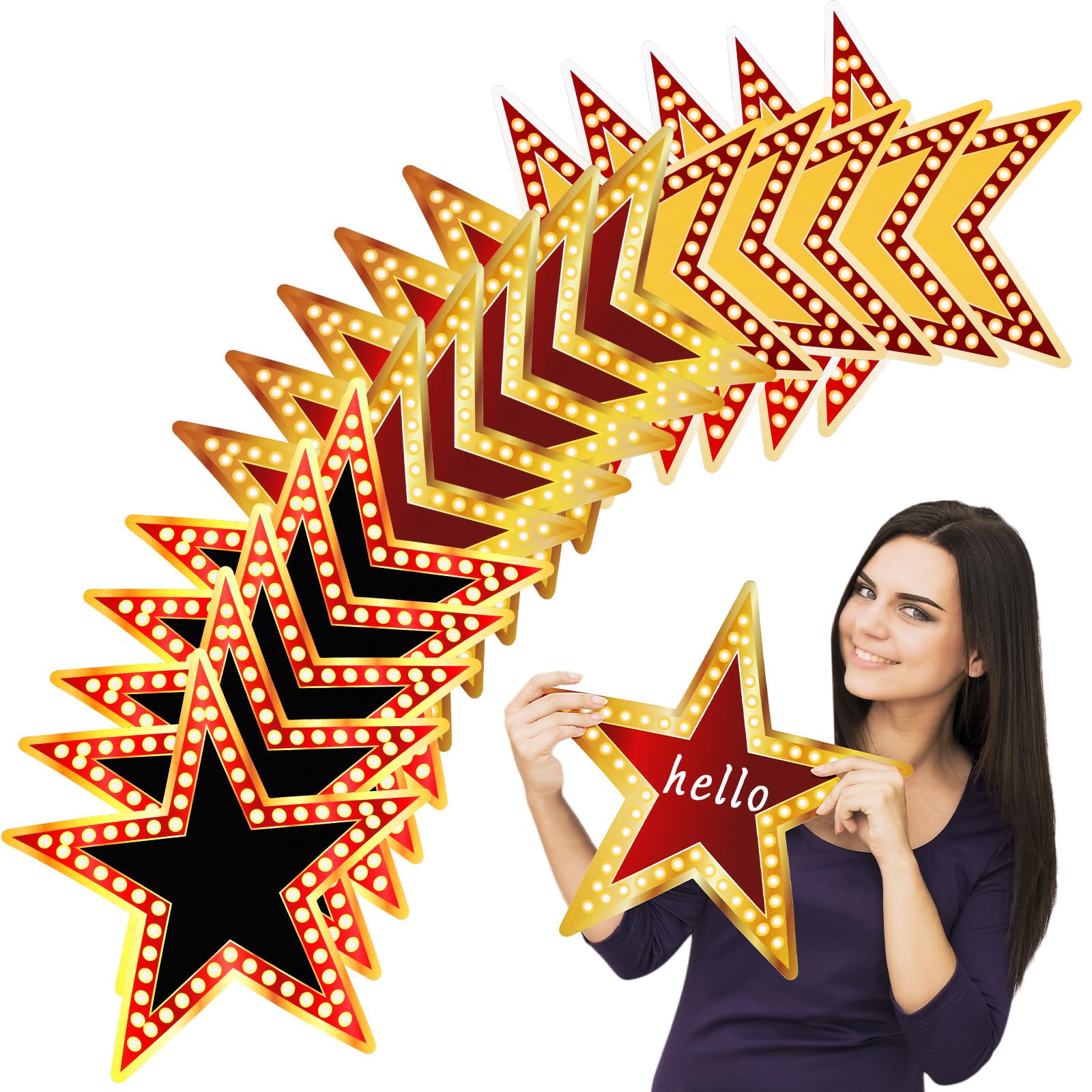 Geosar 48 Pcs Movie Star Cardboard Red Carpet Awards Night Cutouts Confetti Cutouts for Bulletin Board Movie Party Decoration Supply Wall (11 Inch)