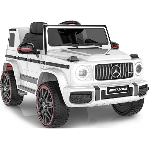 Mercedes-Benz Licensed G63 12V Kids Ride On Car, Ride on Toys with Parental Remote Control, Durable Material Body, Upgraded Motors, LED Lights & Music, Safe Electric Car for Toddlers, White