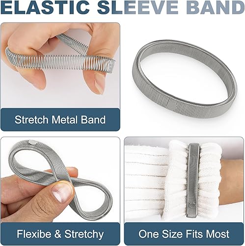 Vista 10 de Coolrunner 6 piezas antideslizantes elásticos para camisas de manga de brazaletes metálicos para ligas elásticas de banda