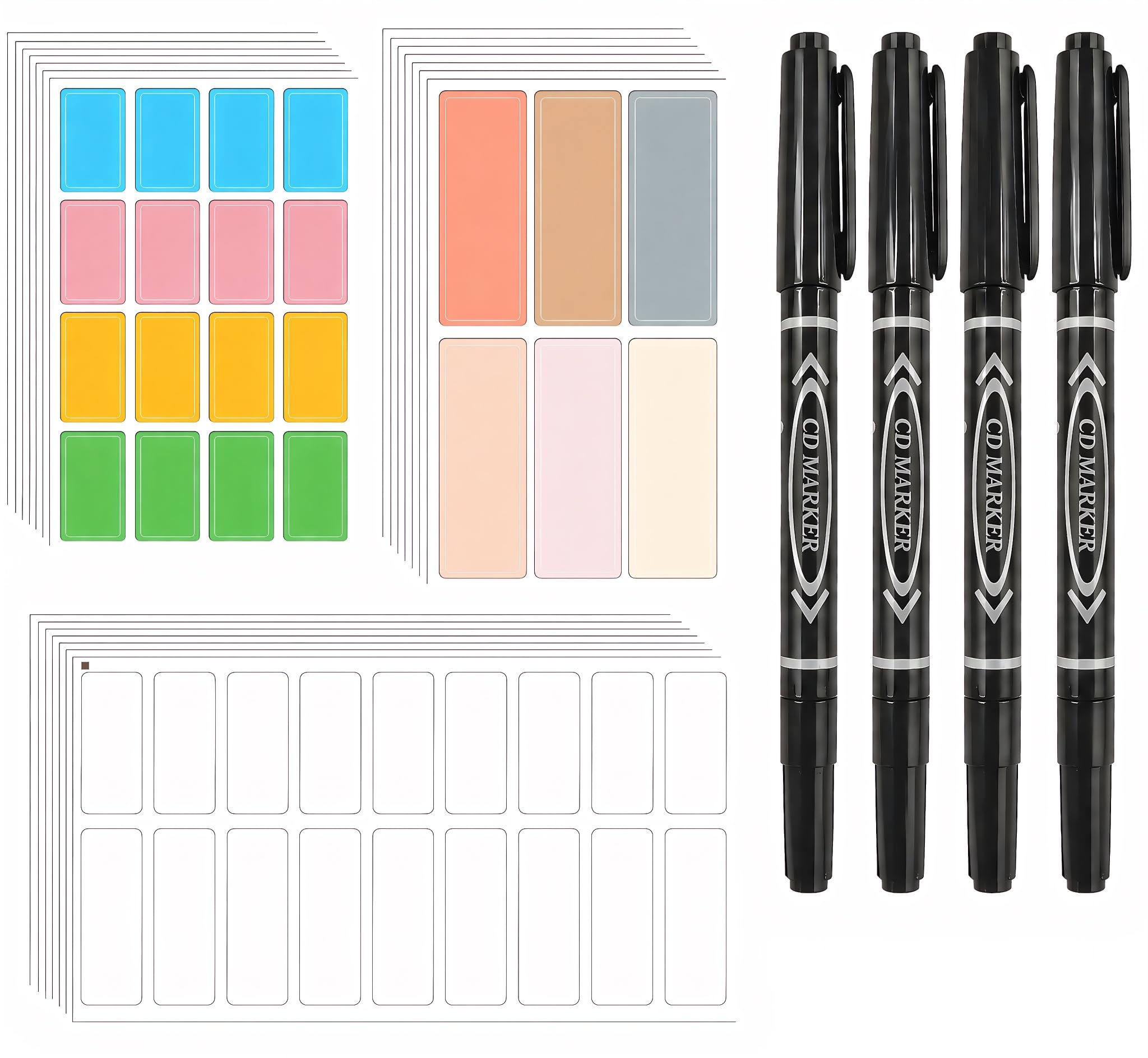 Name Labels for Clothes Kid, 328Pcs Stick-On Writable Name Stickers, with 4Pcs Permanent Fabric Marker Pens, Machine Washable Sticky Stamp for School Uniform Kids Clothes