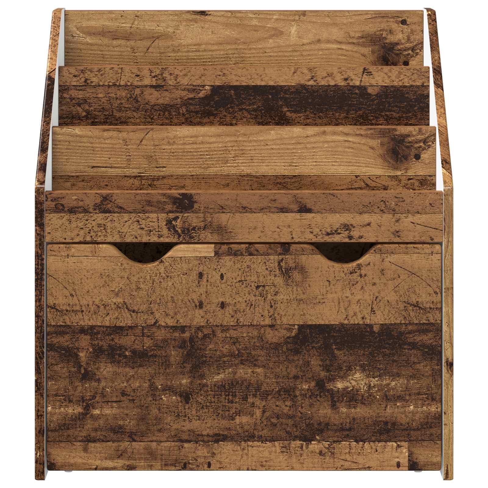 Kinderregal Altholz Holzwerkstoff 60 x 29,5 x 69 cm freistehendes Regal mit Schublade für Bücher, Zeitschrift Ordnung im Kinderzimmer