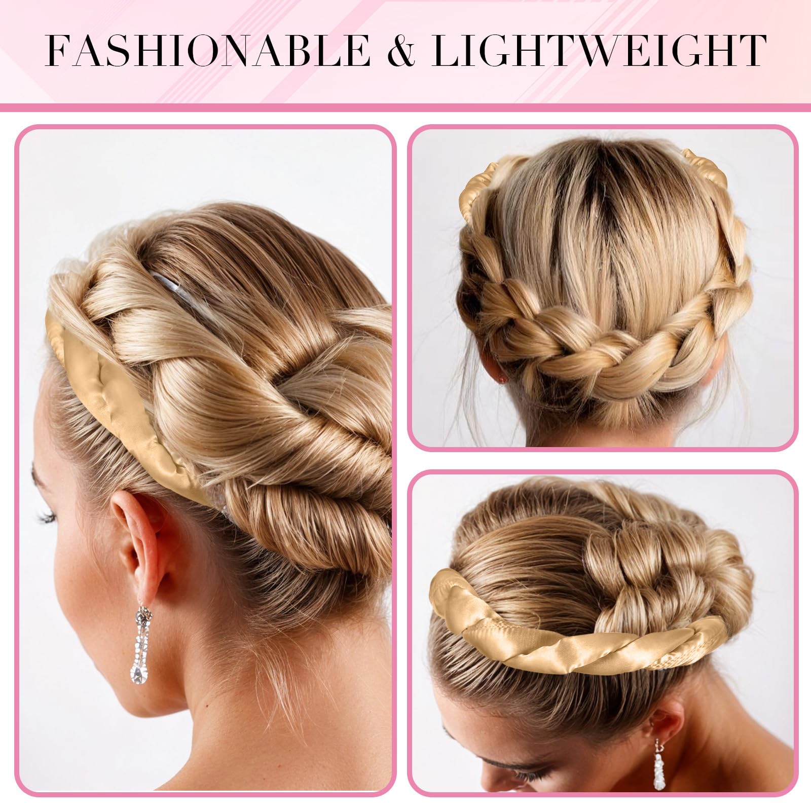 Heatless Curling Rod Stirnband, Heatless Hair Curler über Nacht für lange kurze Haare, keine Hitze über Nacht Locken mit dünnen Lockenwicklern zum Schlafen für lange Haare (Gold)