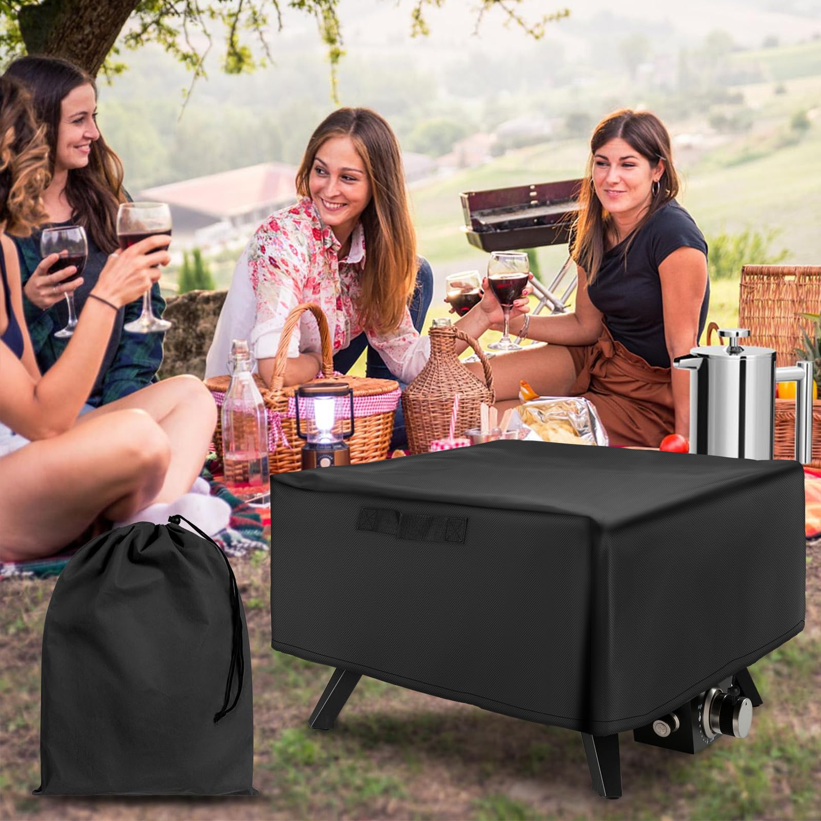 Housse de Four à Pizza compatible avec Cozze 90347 17", étanche à la Poussière, Sac de Transport pour Four à Pizza en Tissu Oxford 420D, Accessoires pour Four à Pizza, Noir (L(62*62*28cm ))