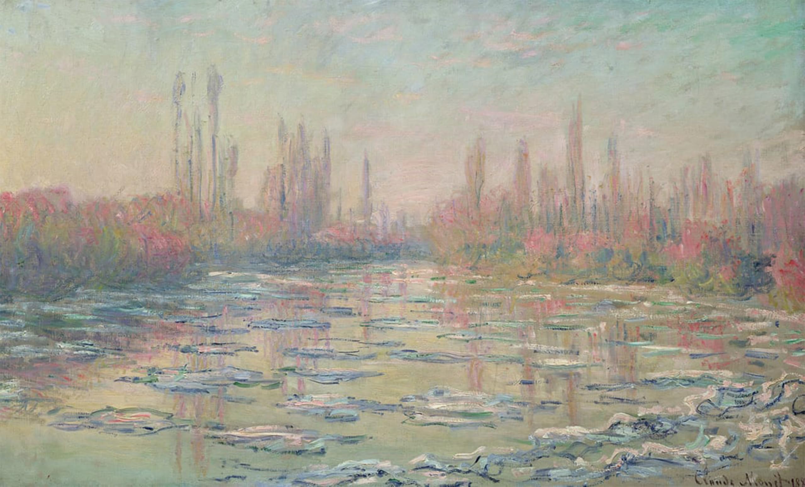 ARTXLXXBN Famous Art Print Poster Vintage Wall Art the Thaw on the Seine Near Vetheuil by Claude Monet Canvas Art Poster for Home Decor 60x90cm