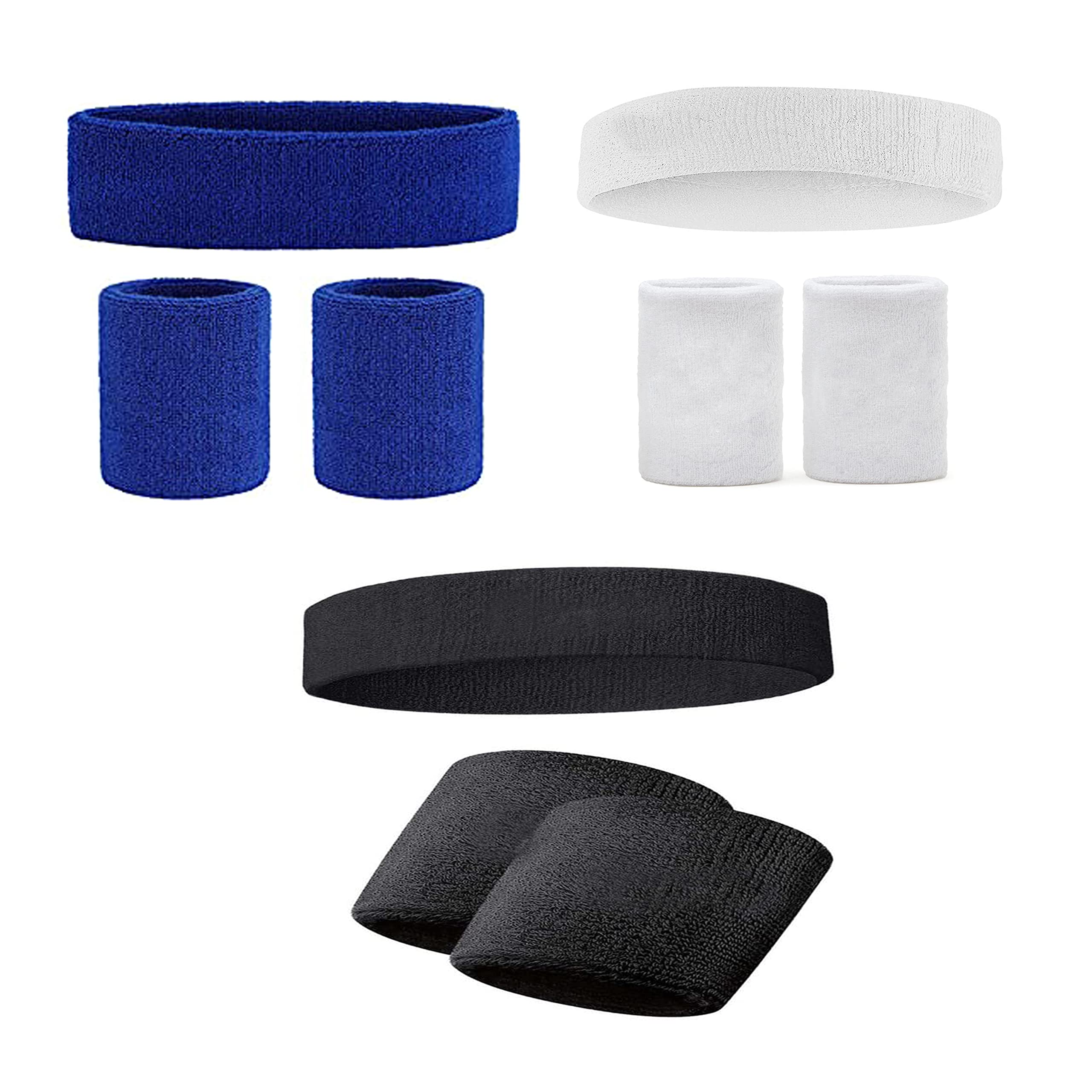 SUPRO Men & Women Head & Wrist Band, Sports Headbands for Men, Workout Accessories, Sweat Band, Sweat Wicking Head & Sweatbands White,Blue, White Wrist and Hand Band 1 Pair (B09MQTWZJW) Amazon Price History, Amazon Price Tracker