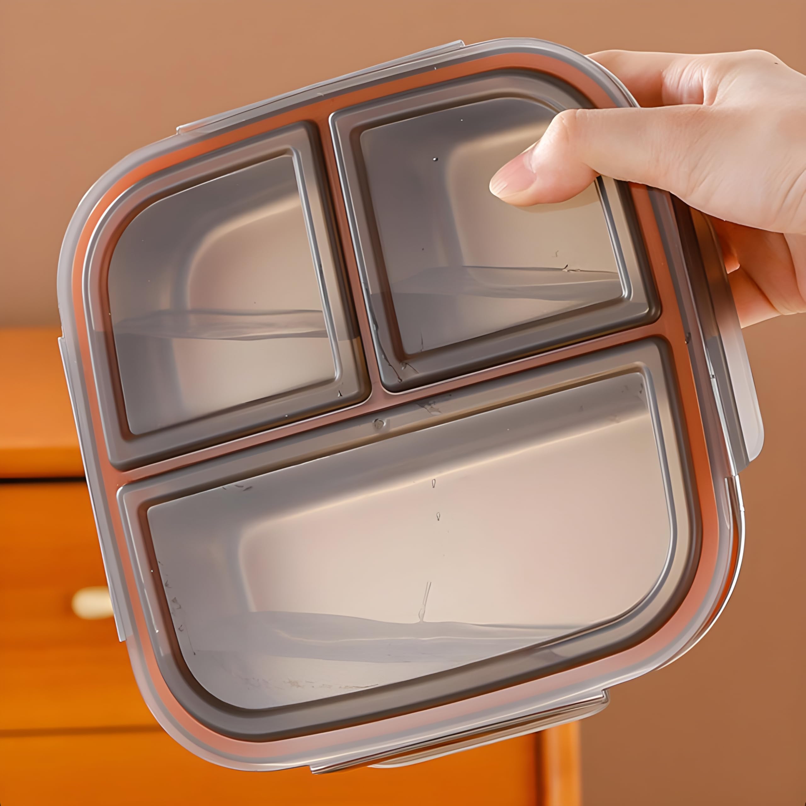 Stainless Steel 3 Compartment Lunch Box - Leakproof & Dishwasher Safe -6 Stainless Steel 3 Compartment Lunch Box - Leakproof & Dishwasher Safe -6