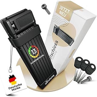 Windweg Bicycle Lock High Security Folding Lock Bicycle 120 cm 3 Keys with Holder sh, Lock for E-Bike, Gravel Bike & Road Bike, Extremely Safe, Security Level 10-15 Folding Locks Bike Lock