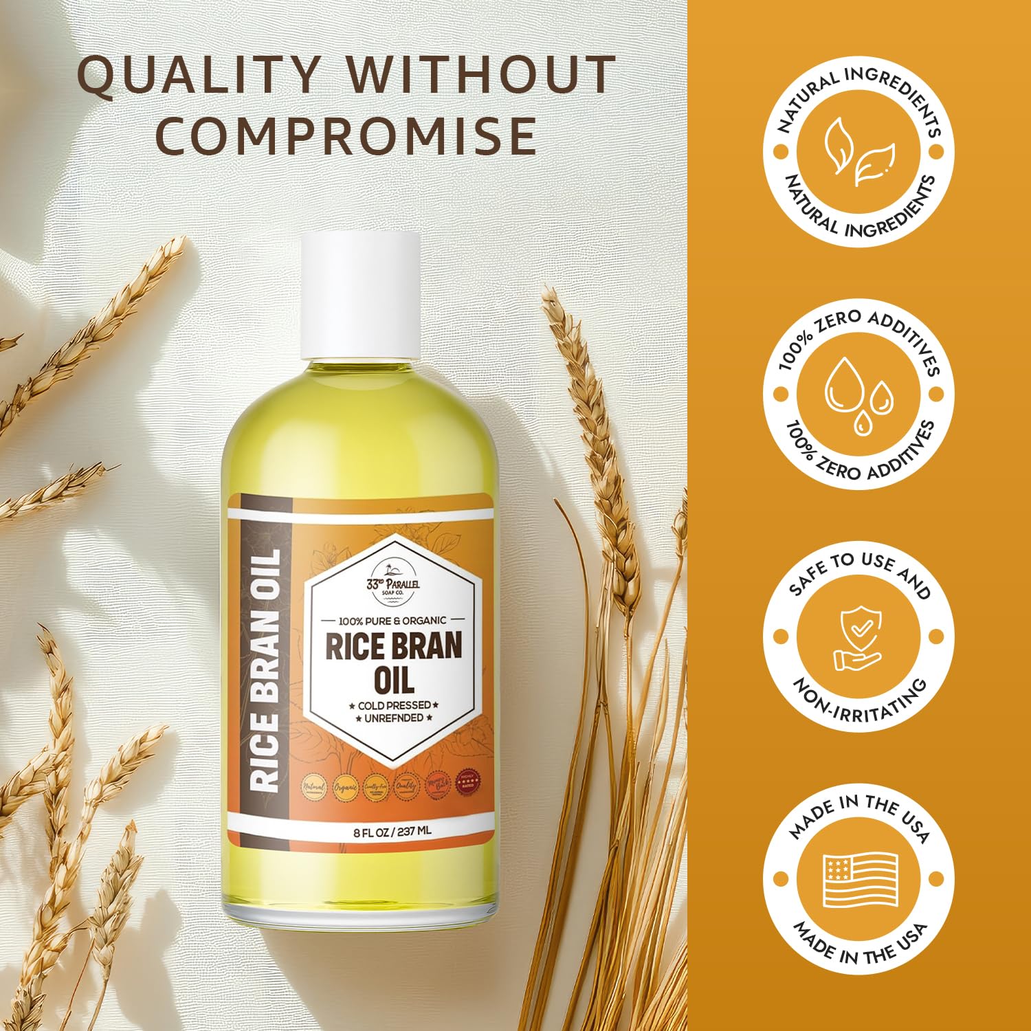 ORGANIC RICE BRAN OIL (16 oz) Premium Cold Pressed Unrefined | 100% Pure Rice Bran Oil for Skin, Face, Hair, Soap Making | Carrier for Essential Oils | Available in Bulk | 16 FL OZ - Image 6