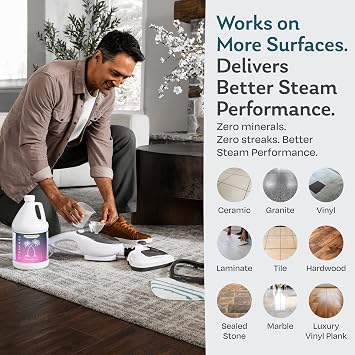Steam & Go Demineralized Water for Steam Mop Hotel California Scent, 32 Ounces (Pack of 6) | Scented Floor Cleaner Solution, Ready-to-Use, Compatible with Any Steam Cleaner