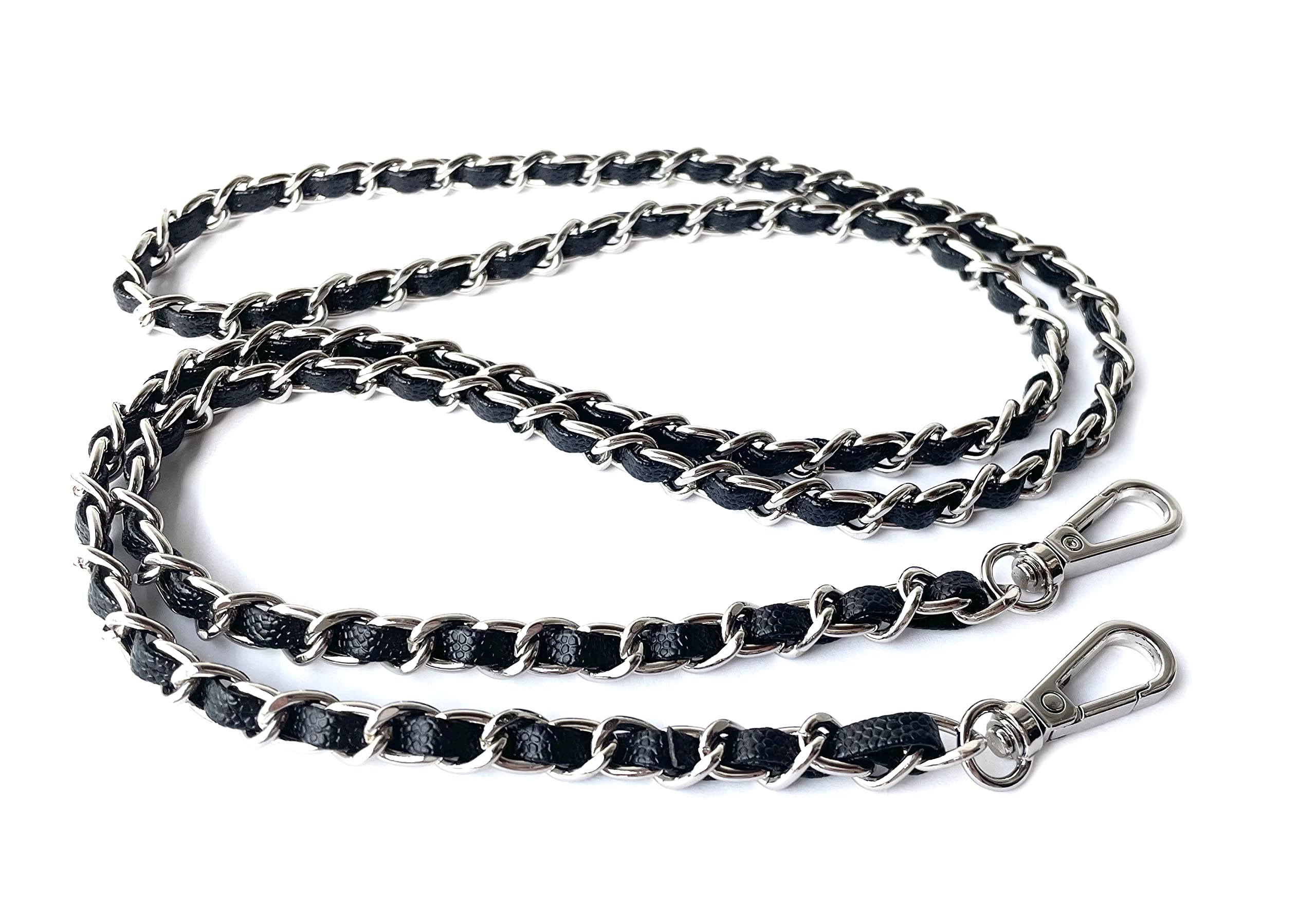 YESIKIMI Caviar leather Purse Chain Strap Slim Wide 8mm Length 48.4inch Replacement crossbody chain strap for small handbag