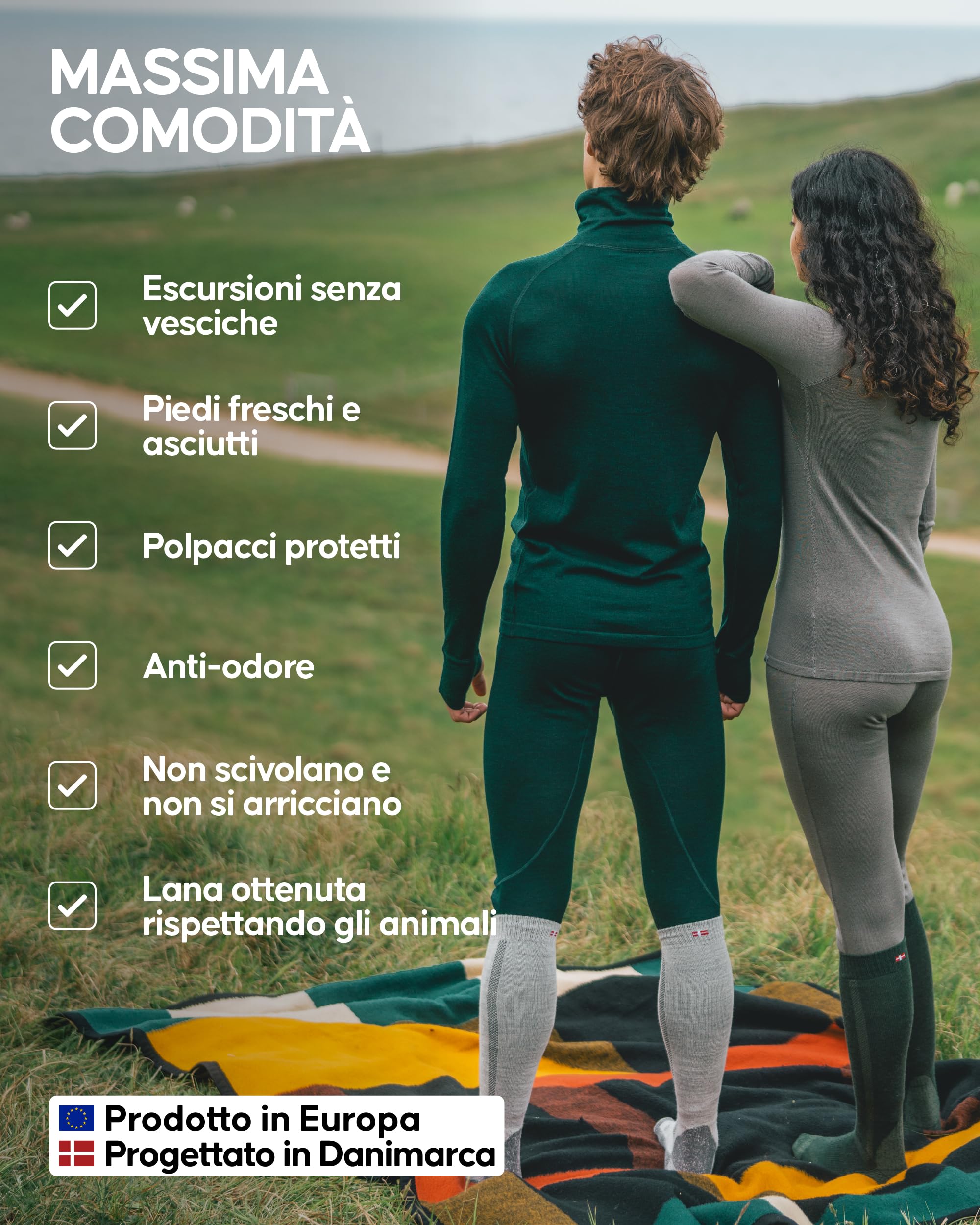 DANISH ENDURANCE Calze Lunghe da Trekking in Lana Merino, Calzini Anti Vesciche, da Uomo e Donna
