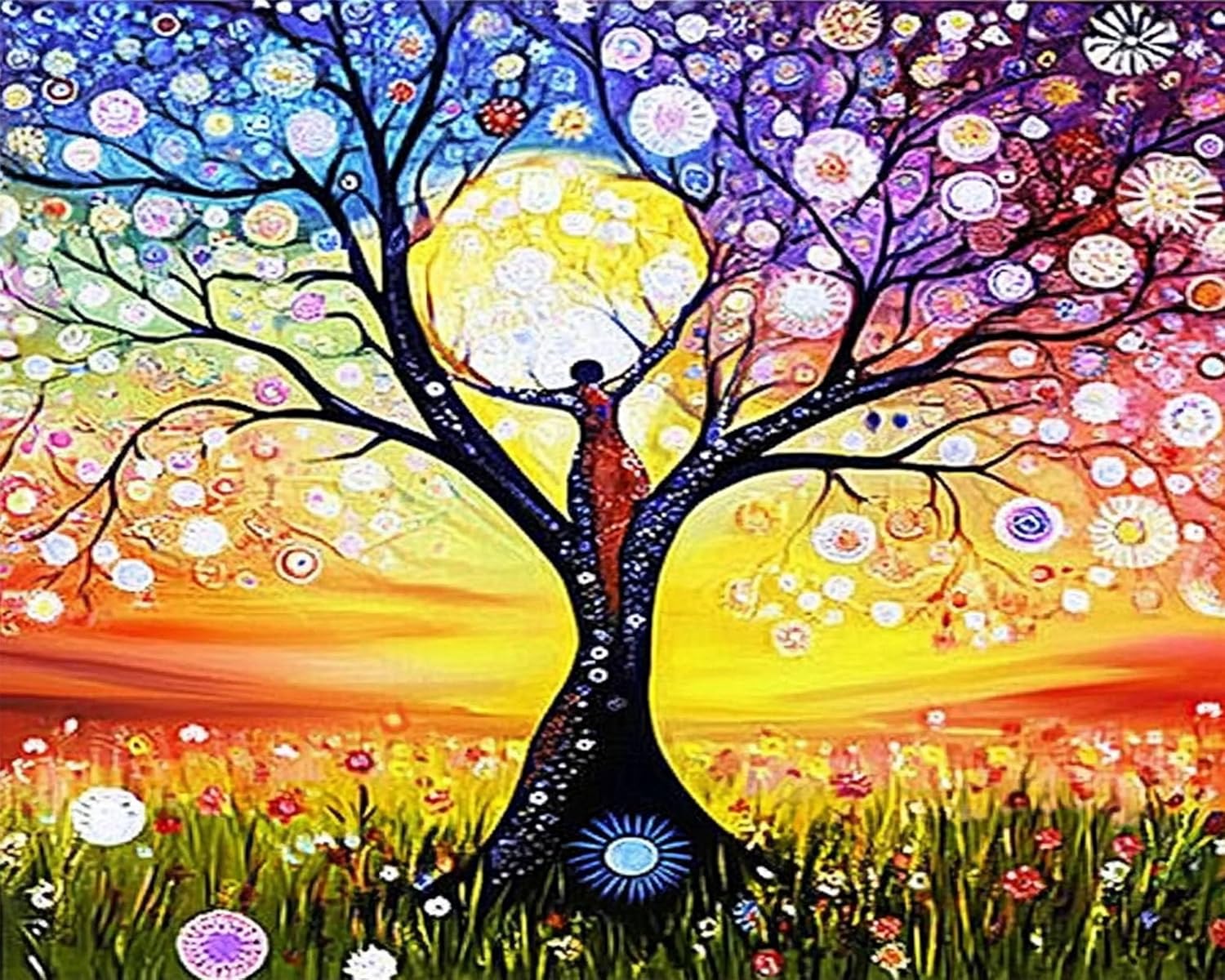 JingZhouYang Paint by Numbers for Kids & Adults & Beginner Painting Gift Kits - L 16"×W 20" Colorful Tree Painting Kits