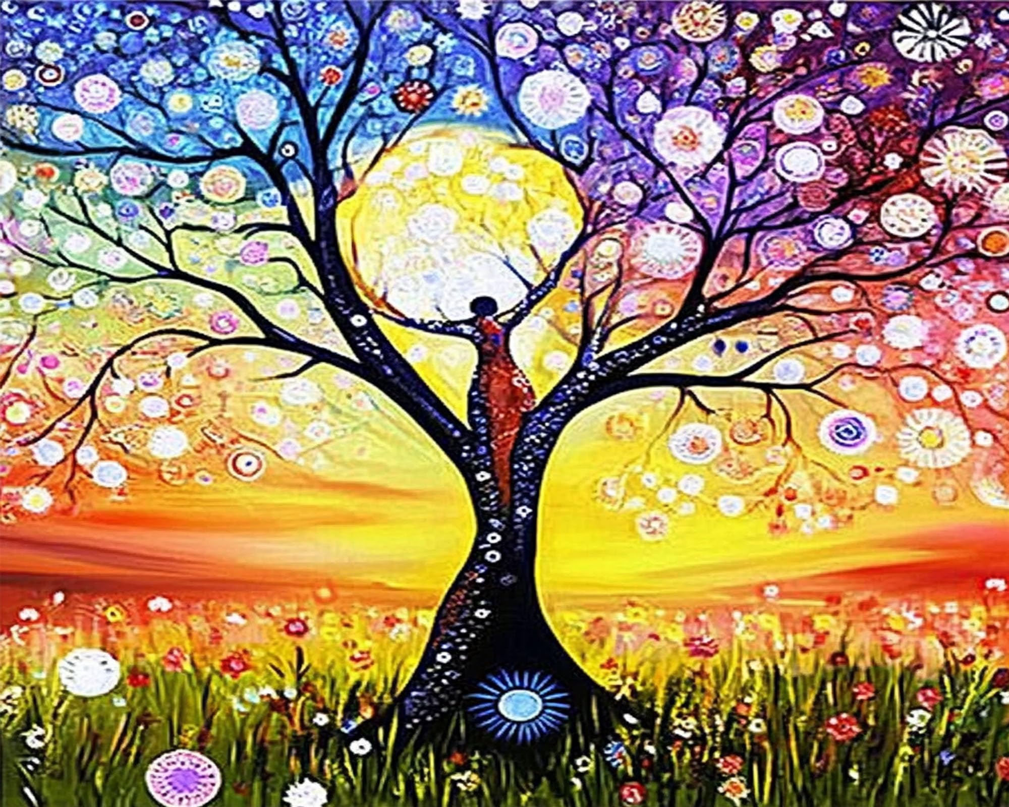 JingZhouYang Paint by Numbers for Kids & Adults & Beginner Painting Gift Kits - L 16"×W 20" Colorful Tree Painting Kits