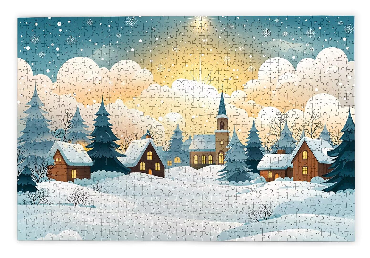 Puzzle 3000 Teile Erwachsene, Kleine Stadt Puzzle 3000 Teile mit Geschenkbox, Holzpuzzle Erwachsene mit Naturholz, Geschenke für Frauen, Geschenke für Männer, Groß Holzpuzzle für Deko Wohnzimmer, T-65