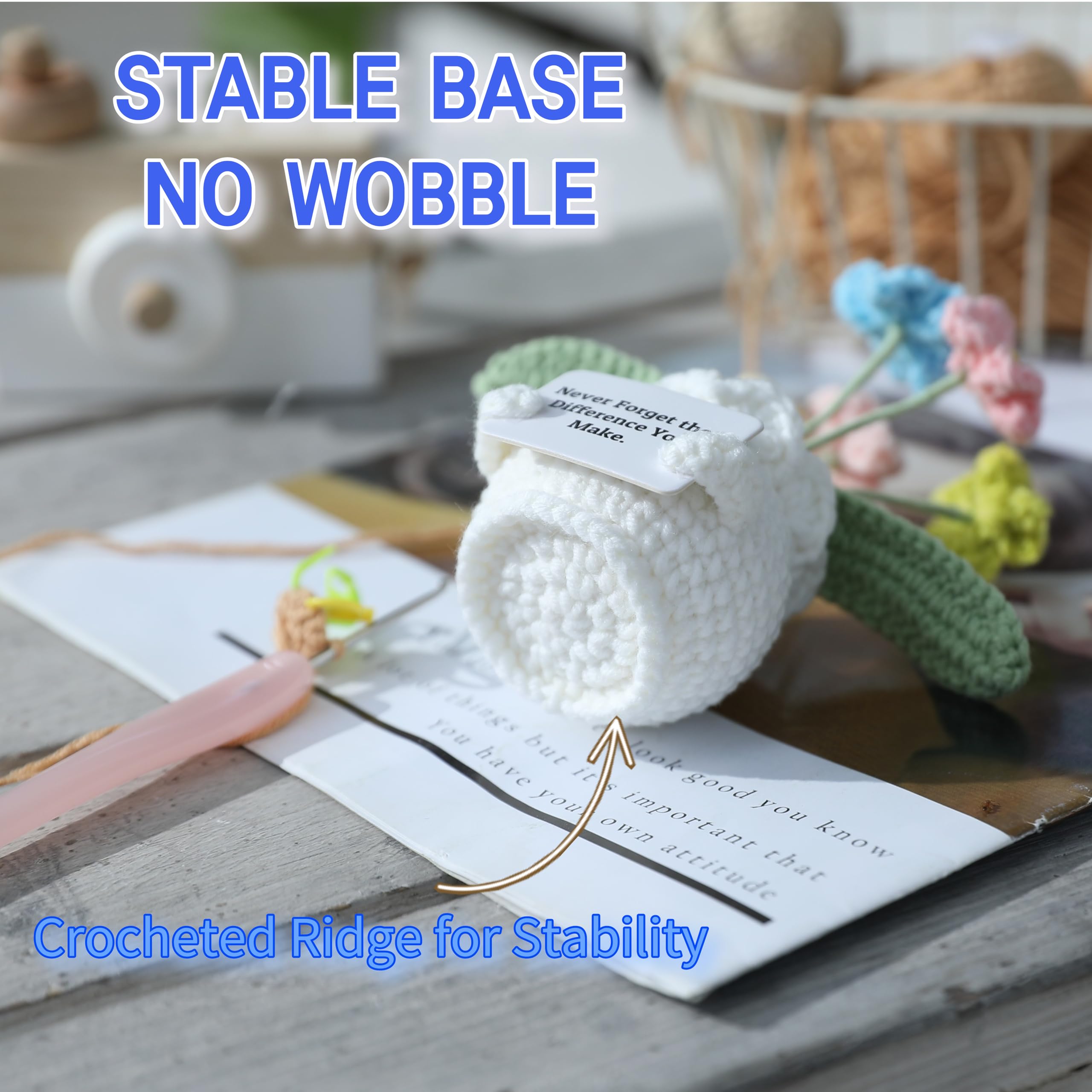 YOOJEE Forget-Me-Not Crochet Flower Potted Plant Gift - 3