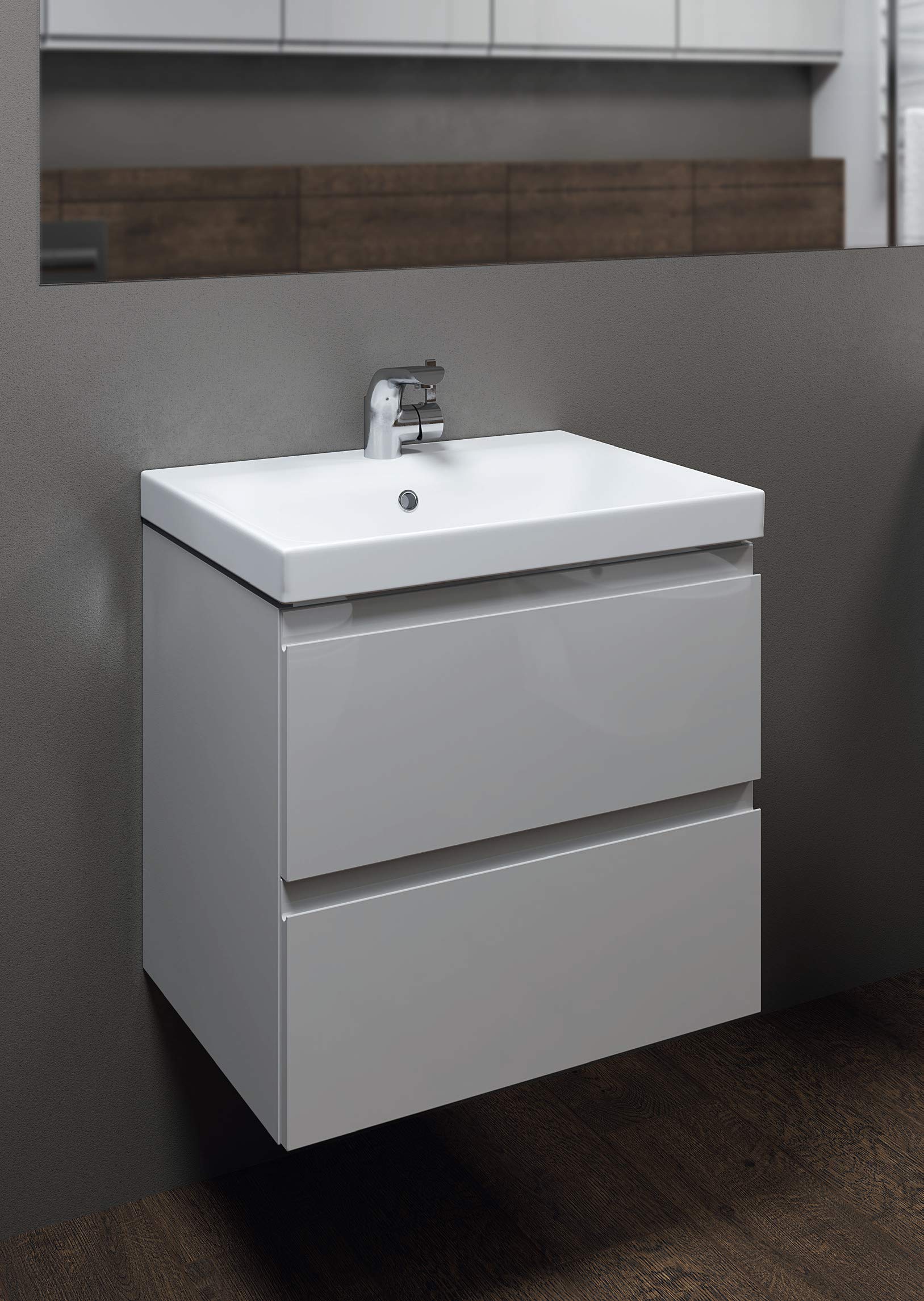 VBChome Moduo vasque de lavabo encastrable avec trop-plein en céramique Blanc, blanc