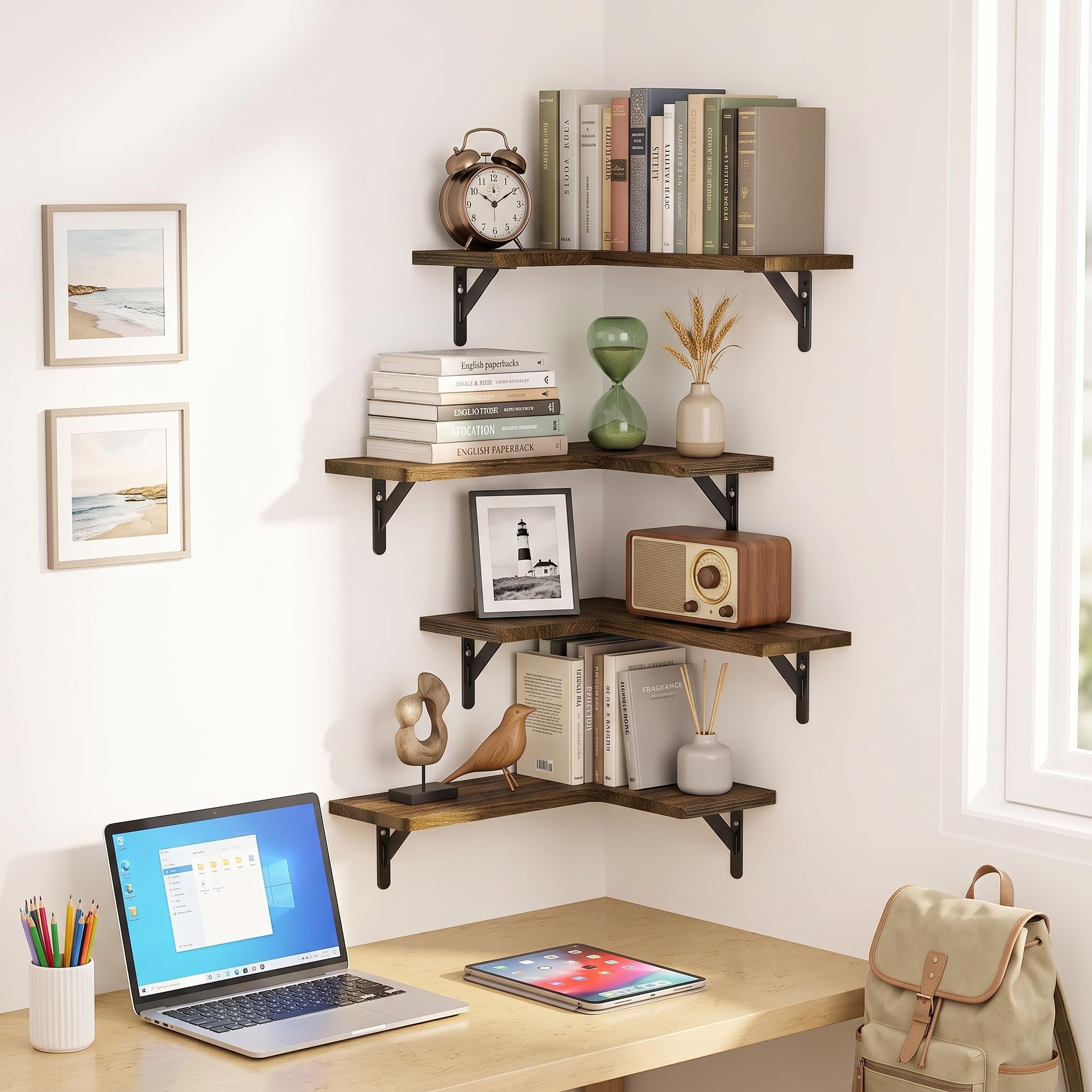Amada Corner Shelves - Paulownia Wood Set of 4 -2