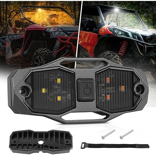 UTV Dome Light, Universal Roll Bar Mount Interior Dome Light Cab Lighting Truck Bed Lighting for UTV ATV RZR Polaris - White/Amber