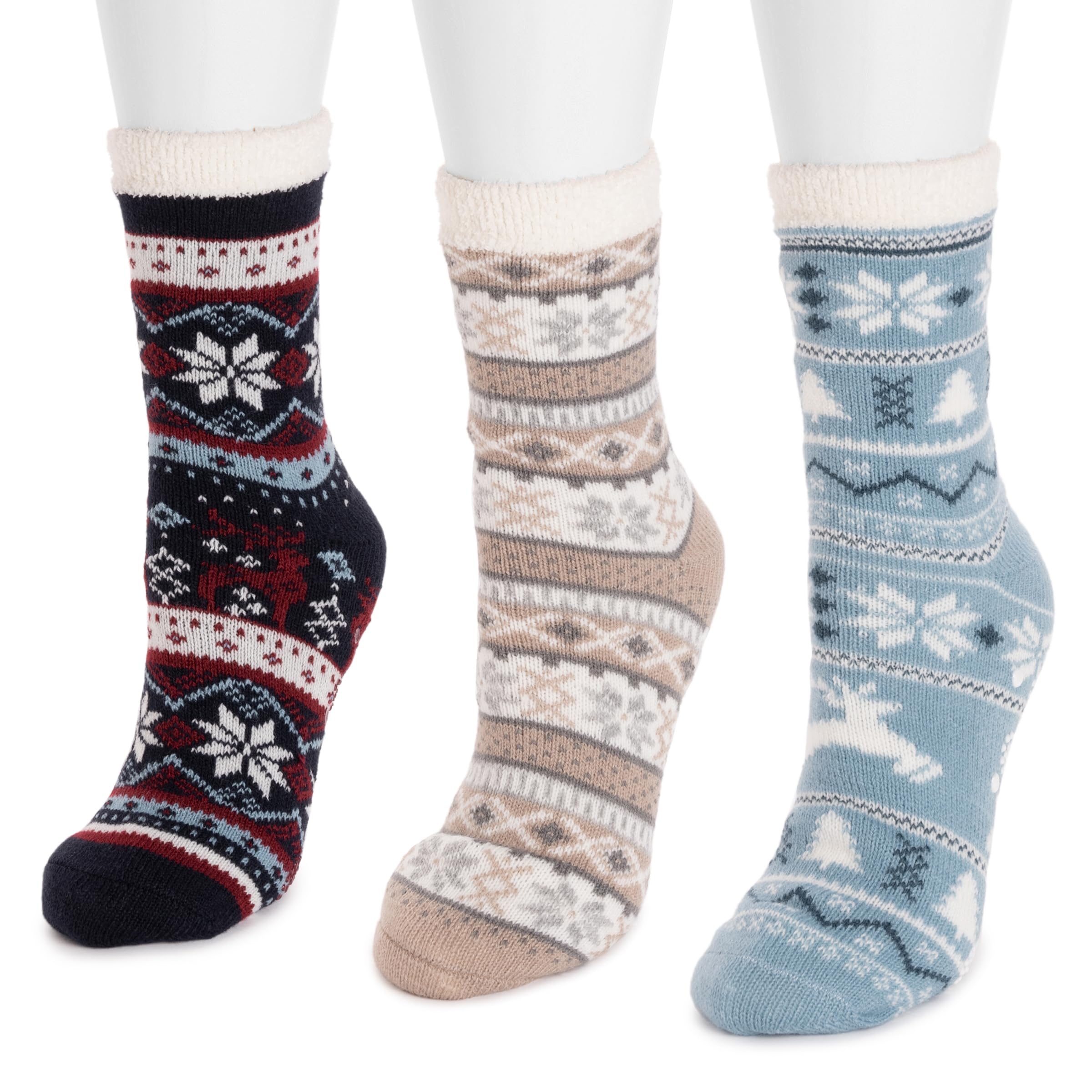 MUK LUKS Women's 3pk 2 Layer Ankle Sock