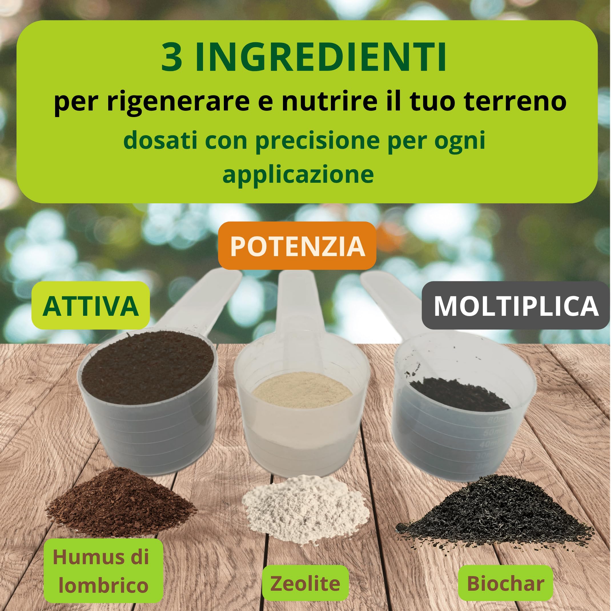 Kit Concimazione Perpetua Suolo Vivo Concimiamo® | Humus di Lombrico, Zeolite e Biochar | Ricrea la fertilità della Terra Amazzonica |100% BIO fino a 20 m² per Orto, Vasi, Giardino e Piante da Frutto