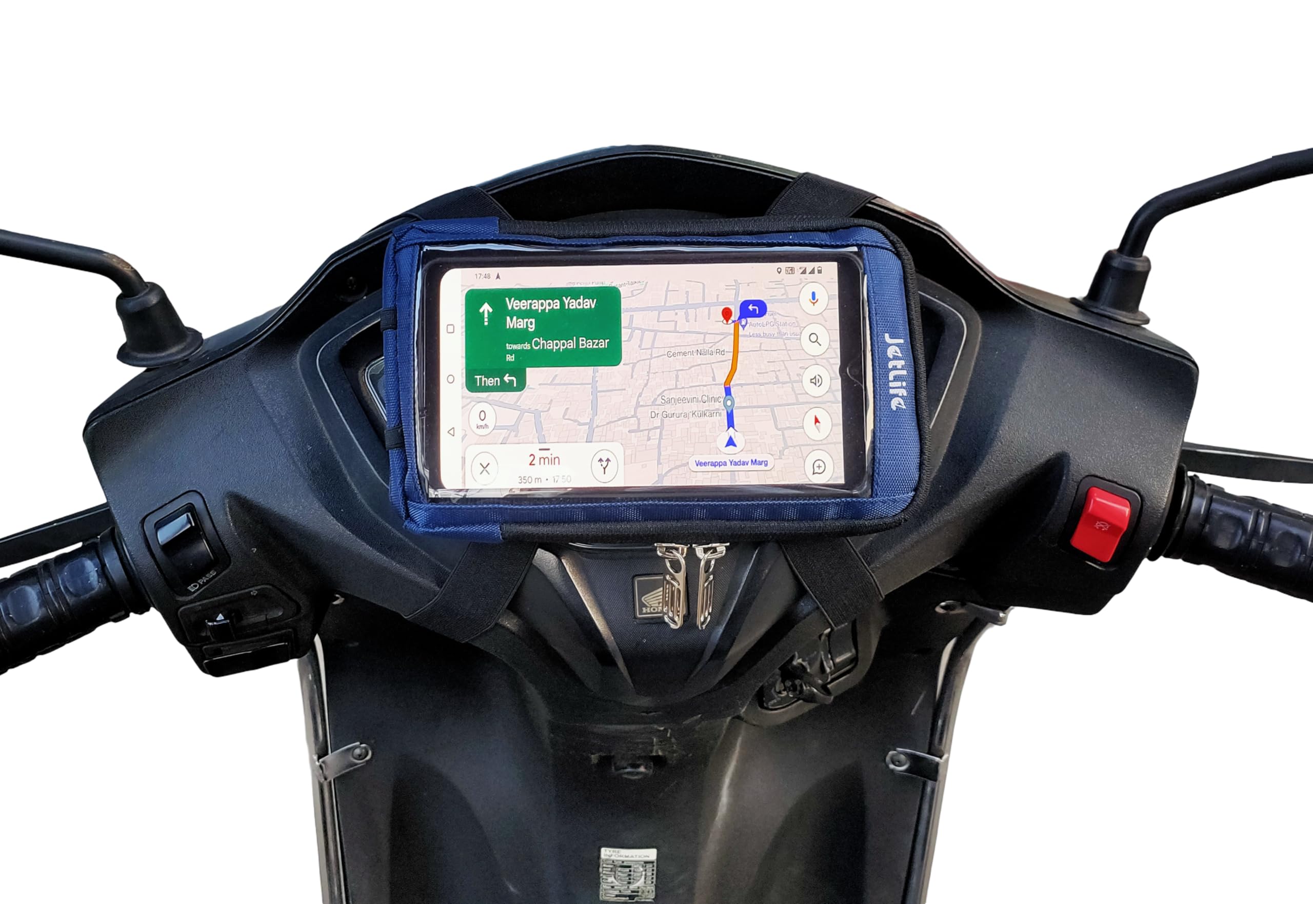 JETLIFE Universal Mobile Holder/Pouch/Cover for Scooters Scooty Activa Jupiter EV's | X1 Model (Navy Blue)-picture-21