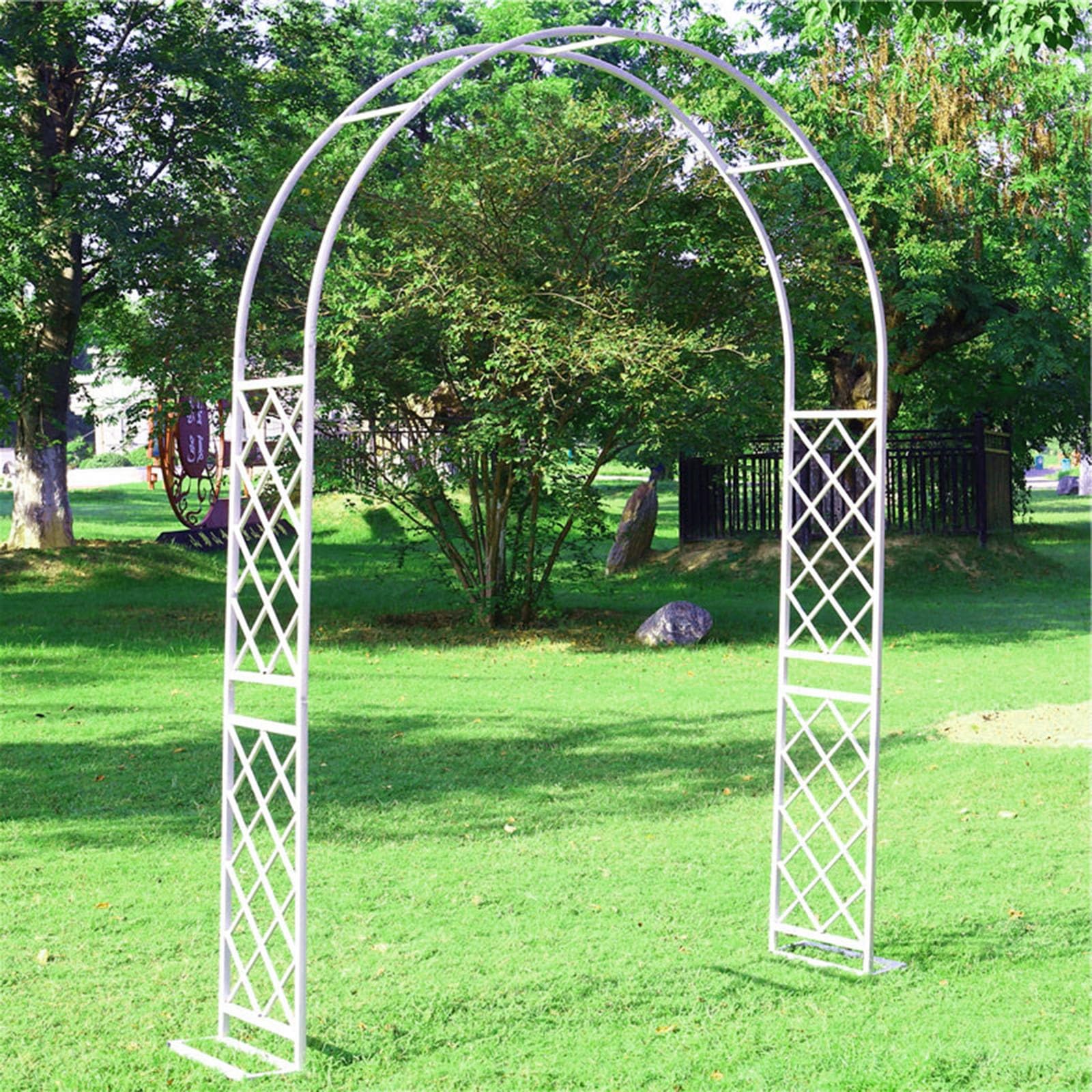 Arche Jardin Fer Forgé Arche à Rosiers Exterieur 140cm 200cm 240cm 260cm 310cm 350cm 370cm Pour Plante Grimpantes Noir Blanc (Color : Blanc, Size