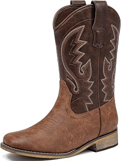 Western Square-Toe Pull-On Embroidered Boots