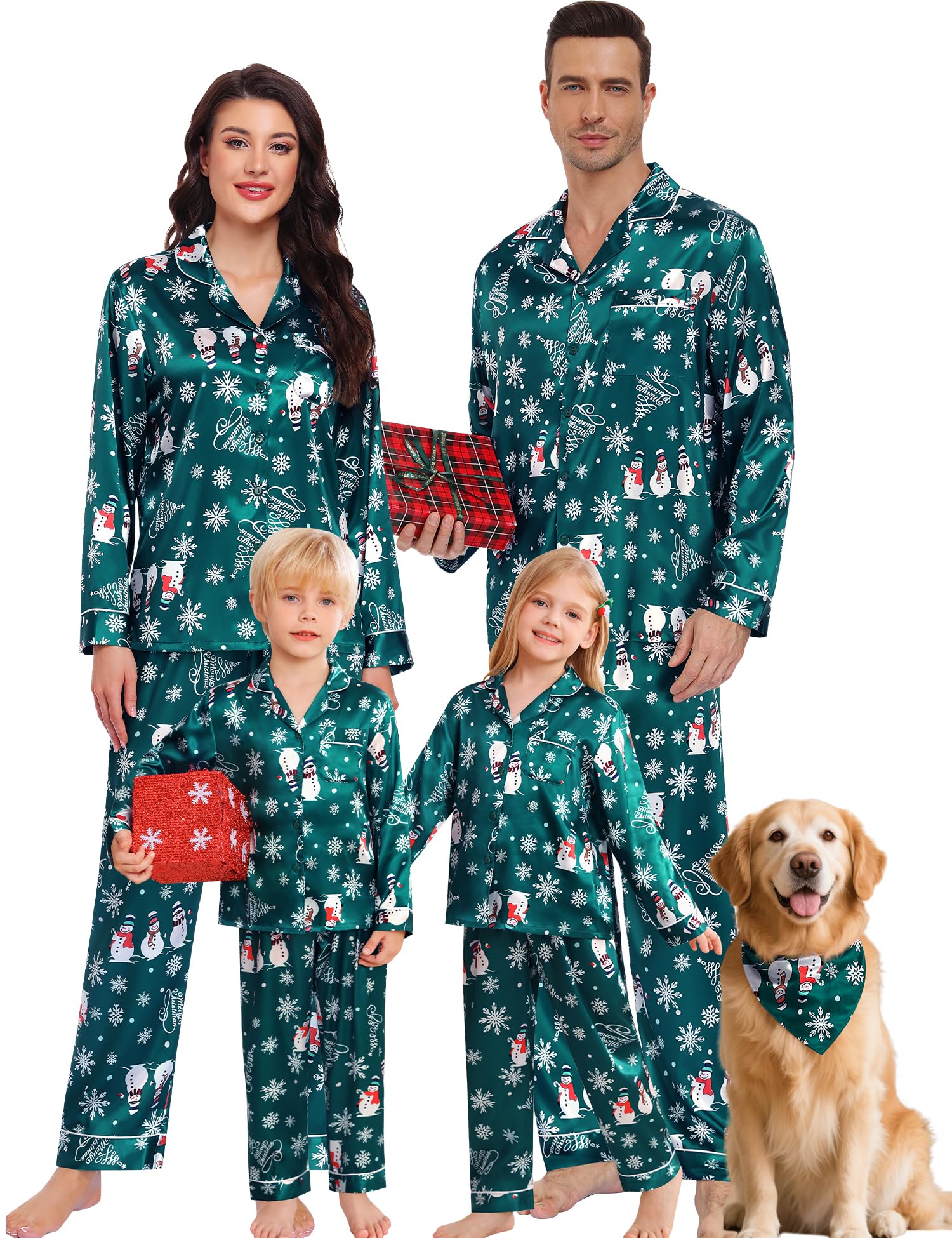 Family Matching Button Down Pajamas Pjs Silk Satin Long Sleeve Shirt Long Pants Set Sleepwear 2 Pcs Outfits Loungewear-image-20