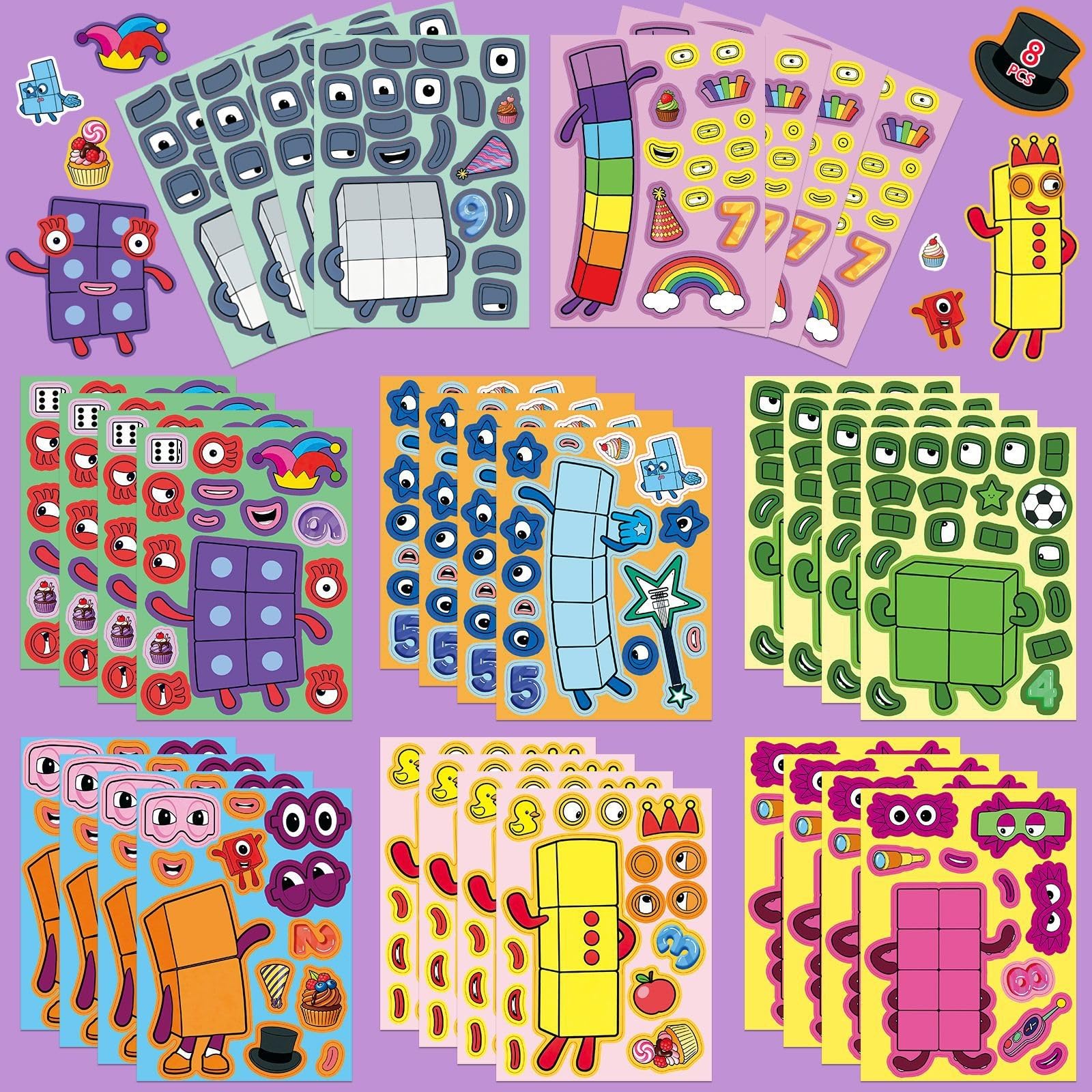 FGLFPXI 8-Pack Stickers Notebook Luggage Student Stationery Waterproof Decor Stickers